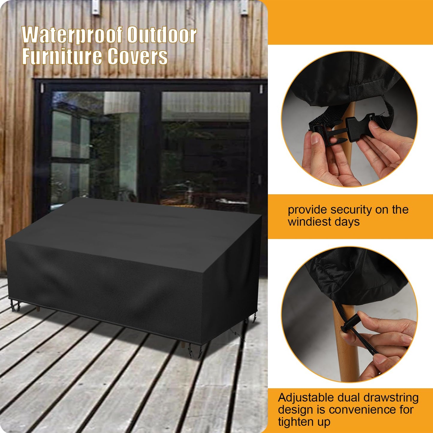 famibay Patio Furniture Covers Waterproof, Fit for 4 Piece Patio Furniture Set, Outdoor Furniture Cover 420D PVC Weatherproof Patio Loveseat Covers 1pc, Patio Coffee Table 2pc, Patio Chair Covers 2pc