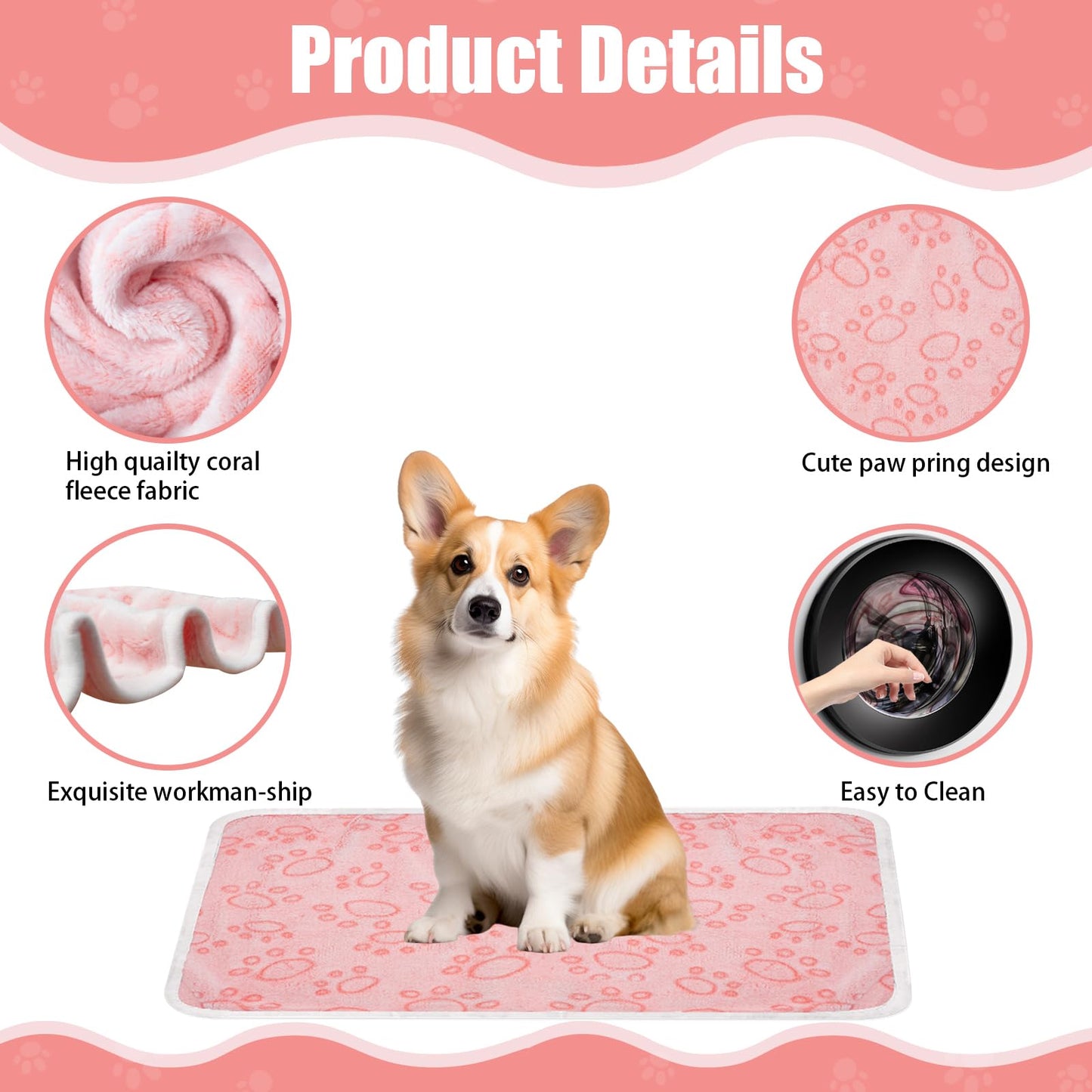 20 Pack Fluffy Pet Blanket, Warm Soft Cat Dog Blankets with Cute Pattern, Washable Flannel Throw for Puppies Small Dogs Cats Kittens (24 x16 inch) (10 Color)