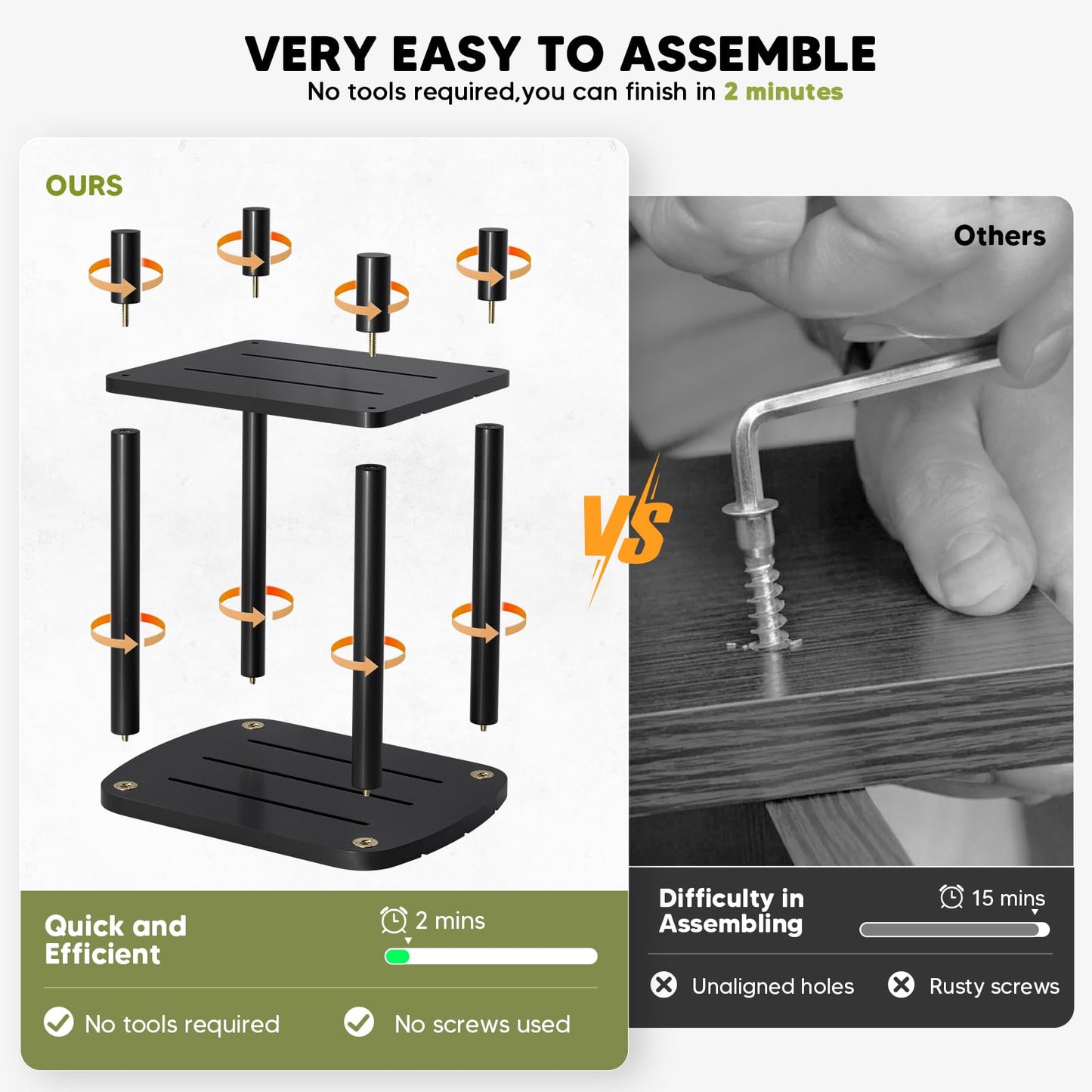 Outdoor Side Table, 2-Tier Small Outdoor Table for Patio, Adirondack Side Table for Outside or Indoor, Bamboo End Table for Pool, Porch, Weather Resistant Easy Maintenance(Dark Black)