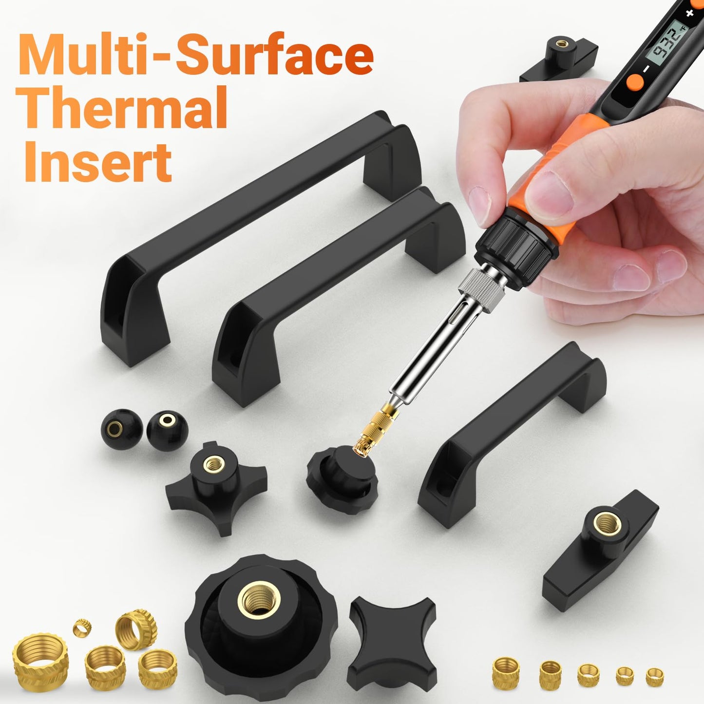 Preciva Threaded Inserts Set, 300Pcs Heat Set Inserts with M2 M3 M4 M5 M6 M8 Insert-Tip, 100W Digital Soldering Iron, Holder and Tweezer, for 3D Printer Parts or Plastic Parts