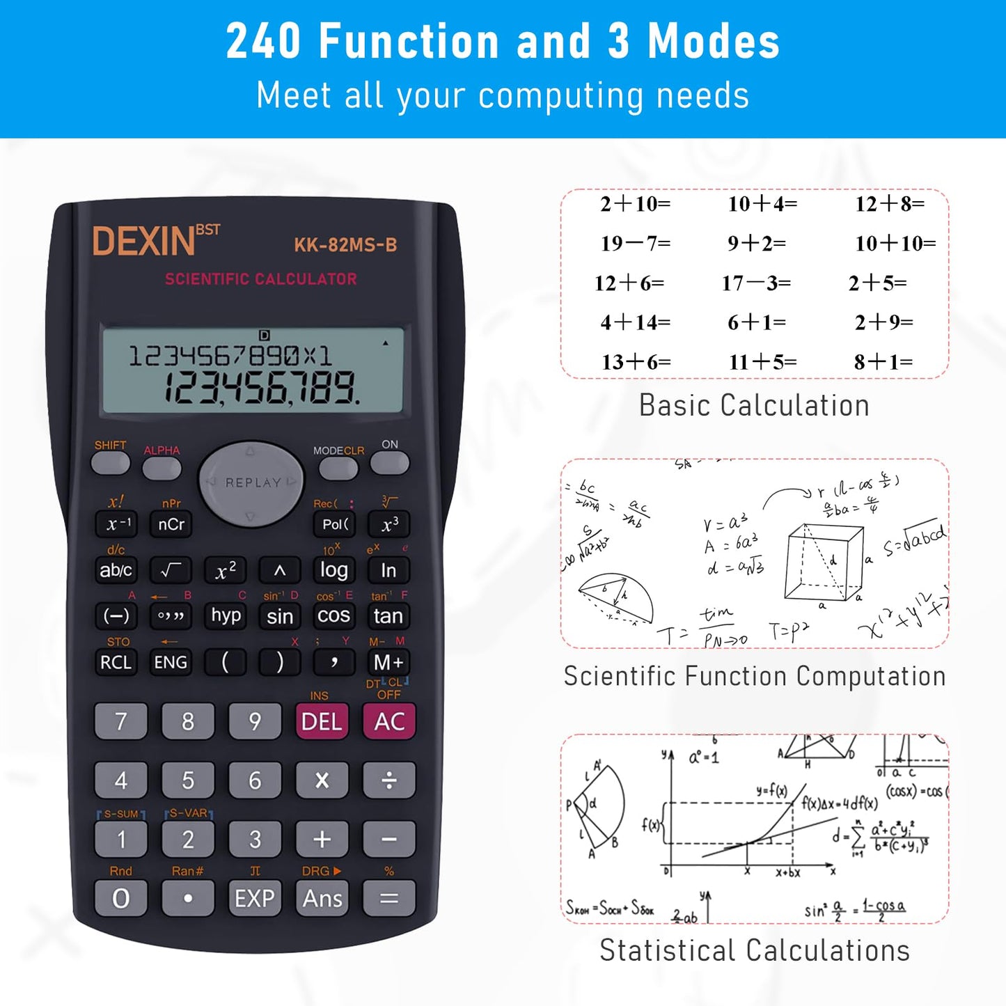 10 Pack Scientific Calculators, 2 Line Engineering Large Display Scientific Calculator Bulk Multi-Function Ideal for Student Teacher Algebra Chemistry Finance Construction Office School Business