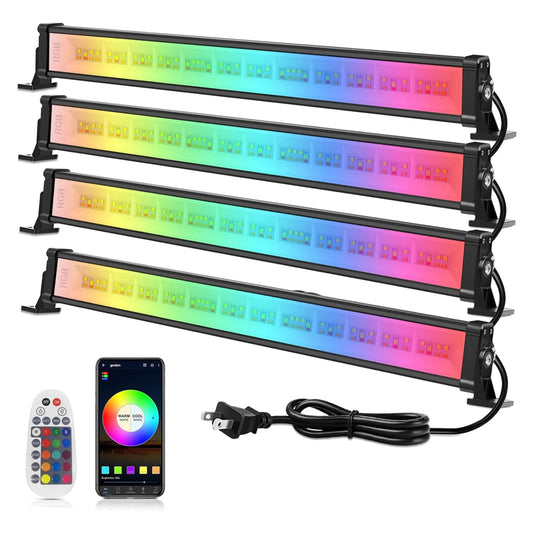 MEIKEE 42W RGB Wall Washer Lights, RGBCW Smart APP Control Outdoor Washer Strip DJ Light Bar, RGB Color Changing Waterproof Stage Lighting for Christmas Halloween Birthday Party 4 Pack