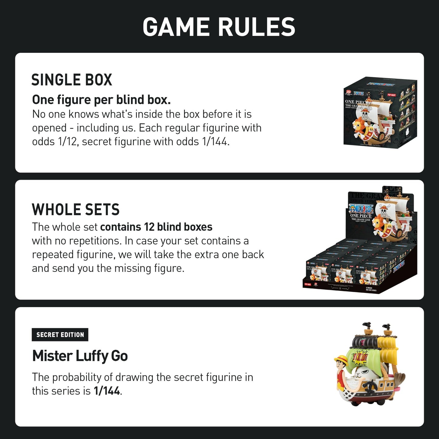 POP MART One Piece - The Grand Line Series Vehicles, ONE Piece Blind Box Figures, Random Design Action Figures Collectible Toys for Home Decor, Holiday Birthday Gifts for Girls and Boys, Single Box