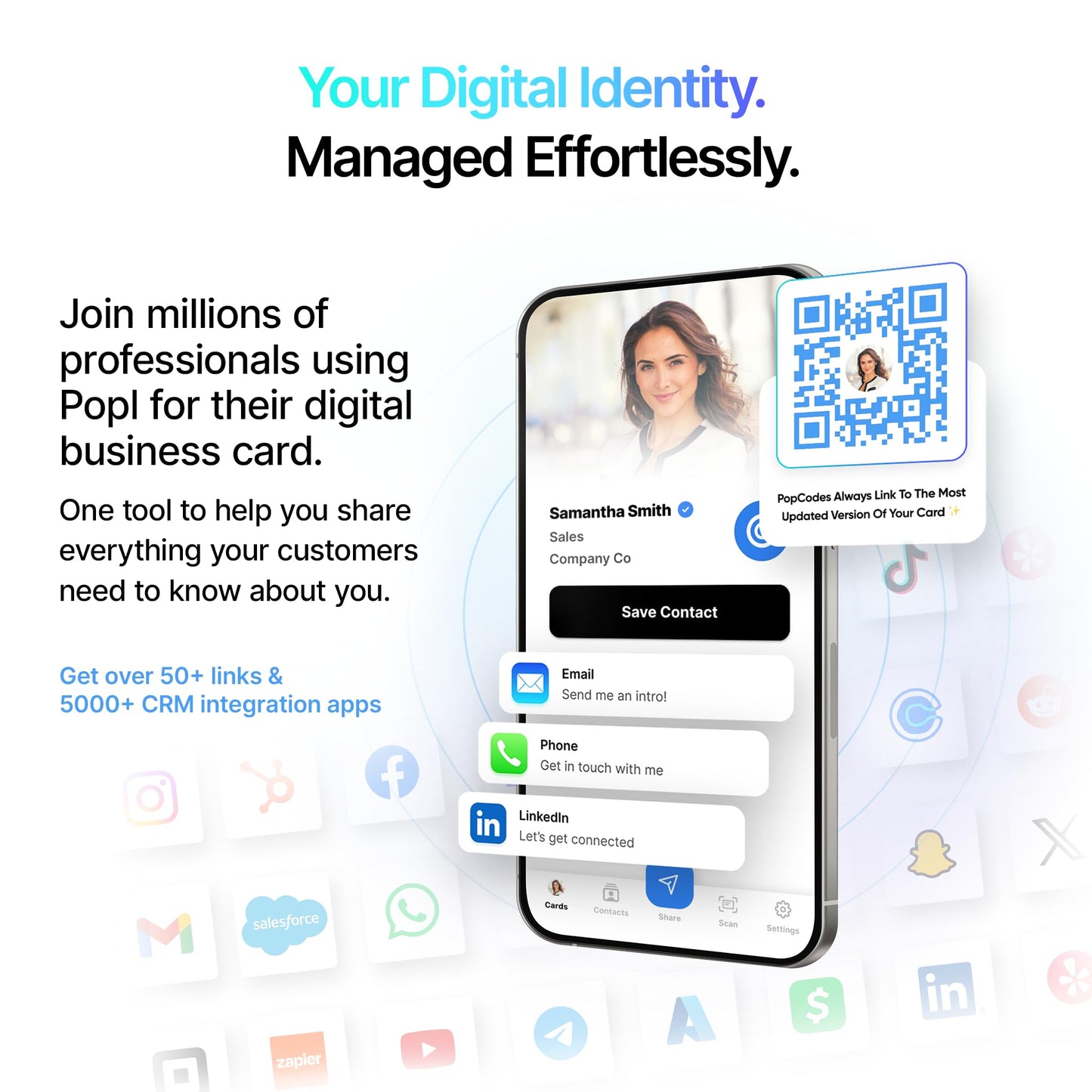 Popl for MagSafe – Digital Business Card for iPhone 12 & Newer | Tap to Share Contact Instantly | No Adhesive, Removable & Wireless Charging Compatible