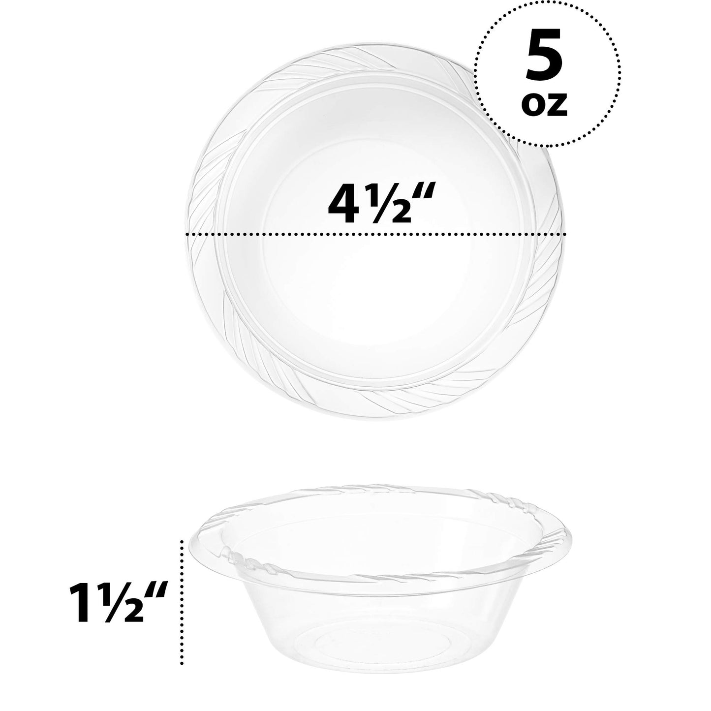 PLASTICPRO 5 ounce Premium Crystal Clear Disposable Plastic Dessert Size Party Bowls Pack of 160