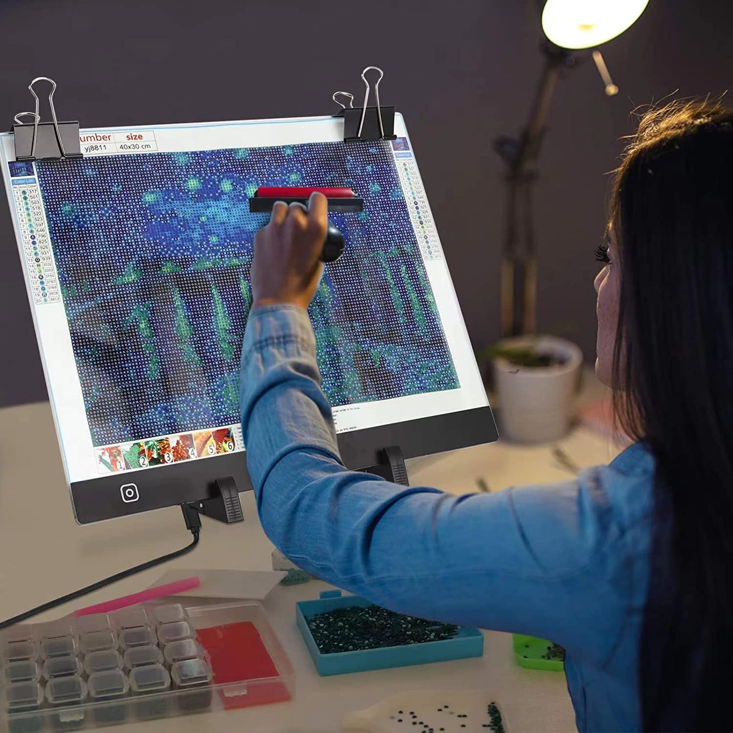 A3 Diamond Painting LED Light Pad Kit, 5D Diamond Painting Accessories Tool Kit Full Drill for Adults and Kids, Supplies Includes Storage Case, Pens,Stand,Pad Board and More