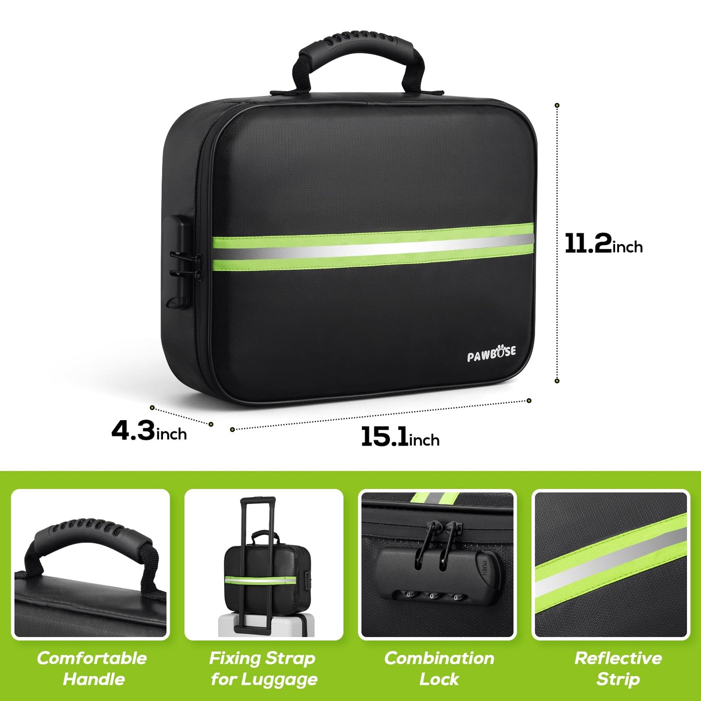 PAWBOSE Fireproof Document Bag with Lock, Upgraded Fireproof, Heat Insulated & Waterproof Box for Document,Portable Storage for Home and Travel, Suitable for Document and Laptop