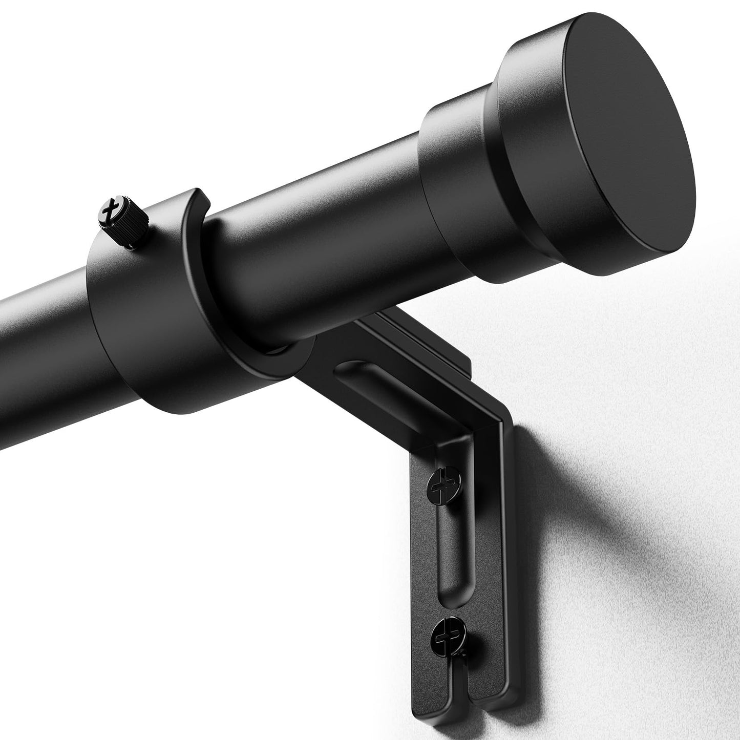Yafex Curtain Rod 32-118 Inch, Heavy Duty 1 Inch Adjustable Curtain Rods for Windows, Black Long Window Treatment Rods, Modern Design, Easy Installation