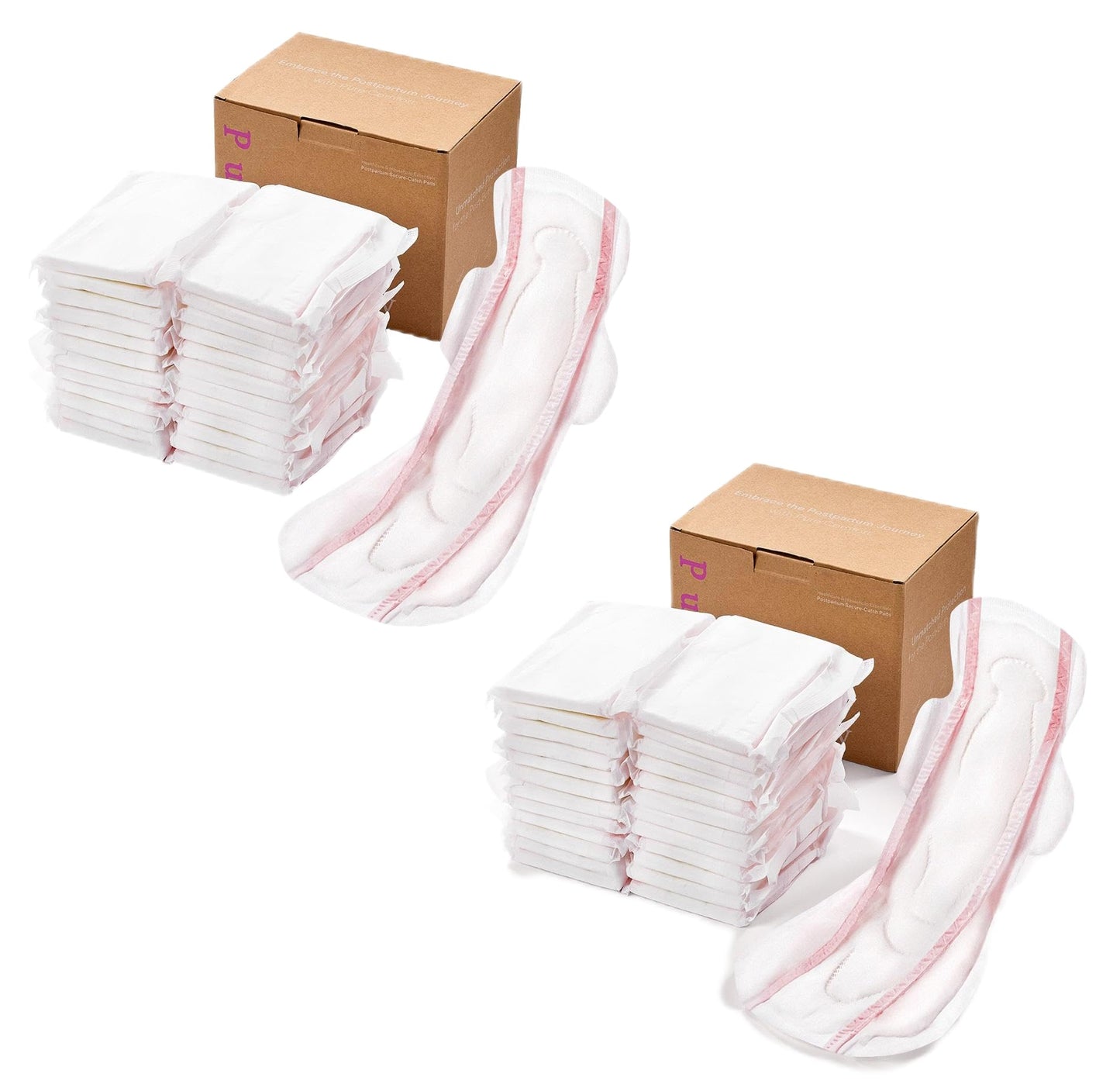 PurComfy Premium Postpartum Pads with Wings, Large Maximum Absorbency Postpartum Maternity Pads Ultra Soft Heavy Flow Secure Leak Protection After Birth, 48 Ct