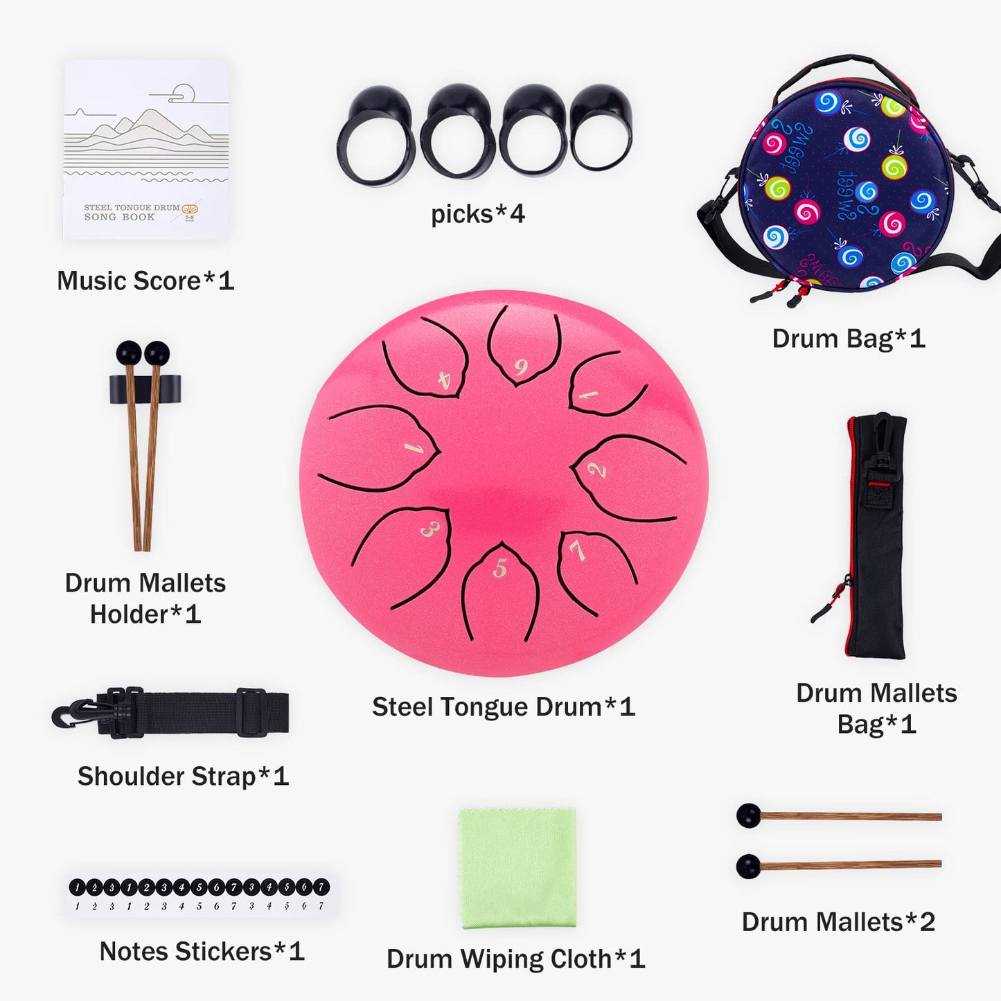 Musfunny Steel Tongue Drum for Kids: 6 Inch 8 Notes Steel Drums C Major with Drumsticks Bag Finger Cover - Handpan for Musical Education Meditation Percussion Musical Instruments