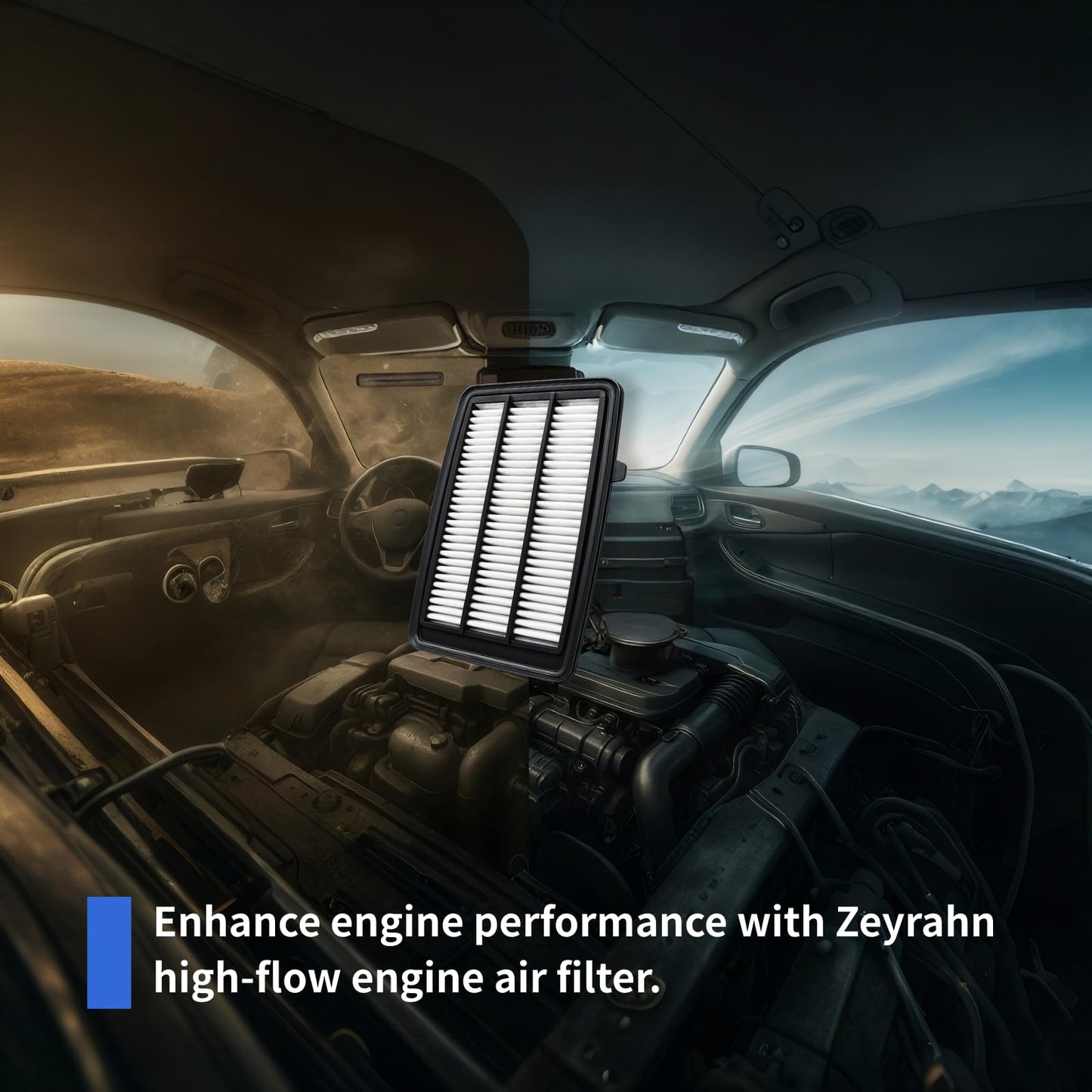 Zeyrahn Cabin & Engine Air Filter Kit for Honda CR-V 2017-2022 L4 1.5L Gas and Civic 2016-2021 L4 1.5L Gas; Replace 17220-5AA-A00, 80292-TF0-G01