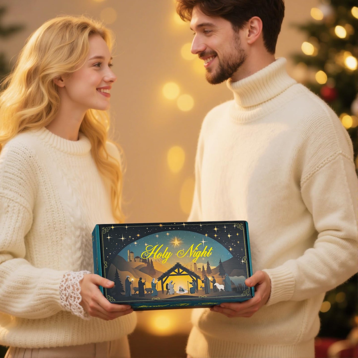 Christmas Decorations Indoor Outdoor - Nativity Set, Nativity Scene Candles with Remote Timer, Holiday Home Table Mantel Decor Centerpieces, Religious Gifts for Christians women, Flameless, Waterproof