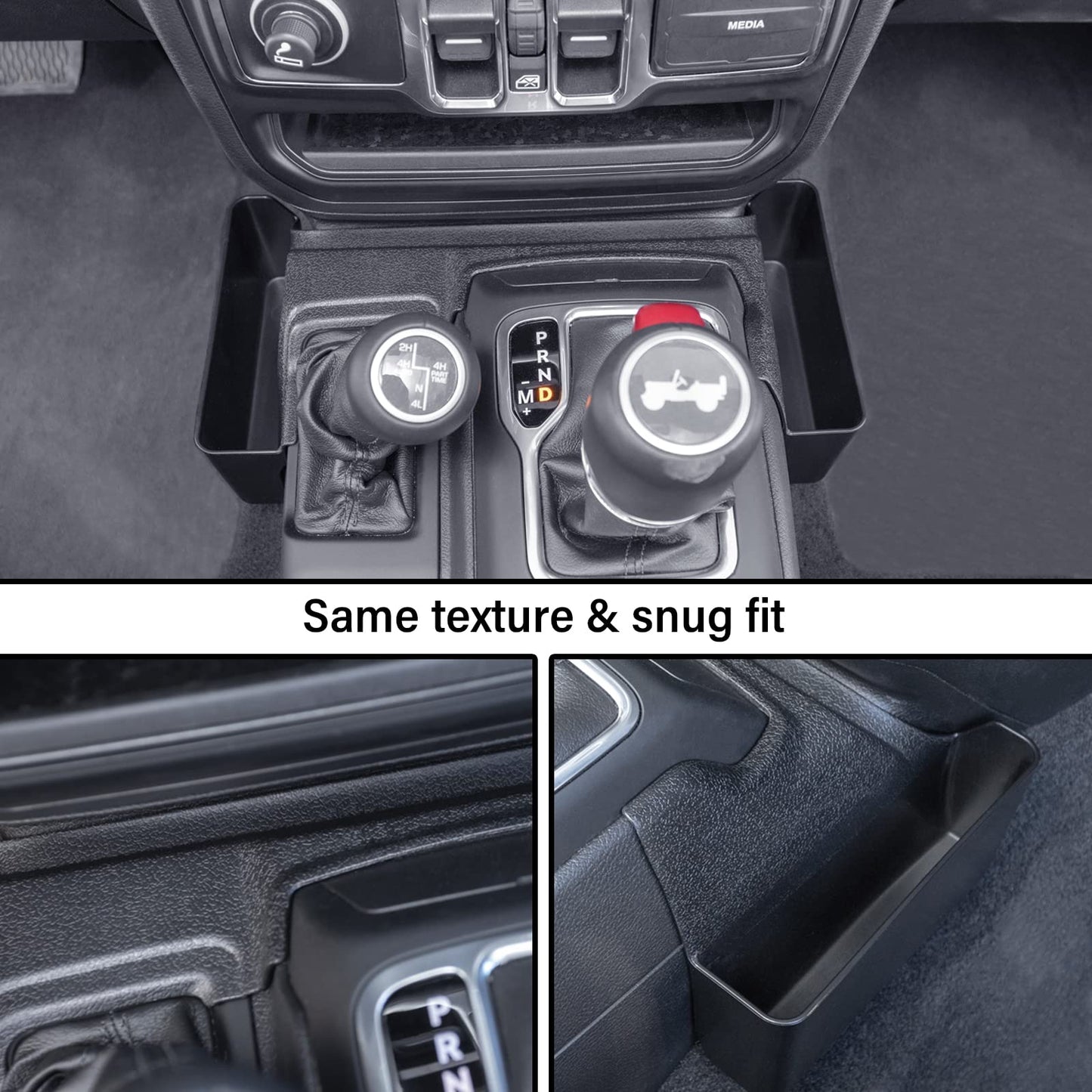 Center Console Gear Shift Organizer Tray Compatible with Jeep Wrangler JL/JLU 2018-2023 2024 2025 and Jeep Gladiator JT Truck 2020-2022 2023 2024 2025 Storage Box Accessories (Not for JK/JKU)