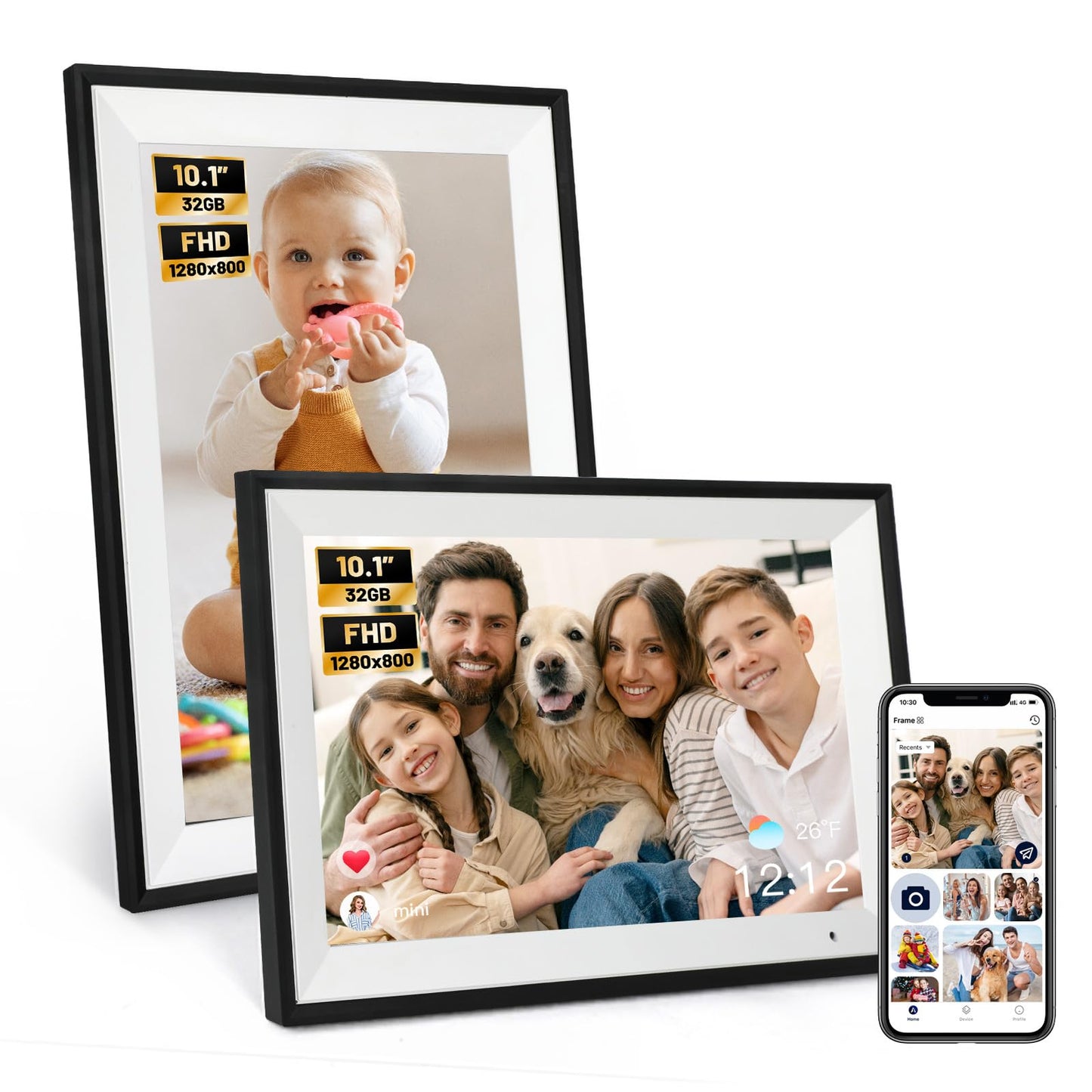 Anna Bella Digital Photo Frame 10.1 Inch with 1280x800 HD IPS Touch Screen, 32GB WiFi Digital Picture Frame with App Sharing, Auto-Rotate Photo Frame with Sleep Mode, Gift for Parents, Friends
