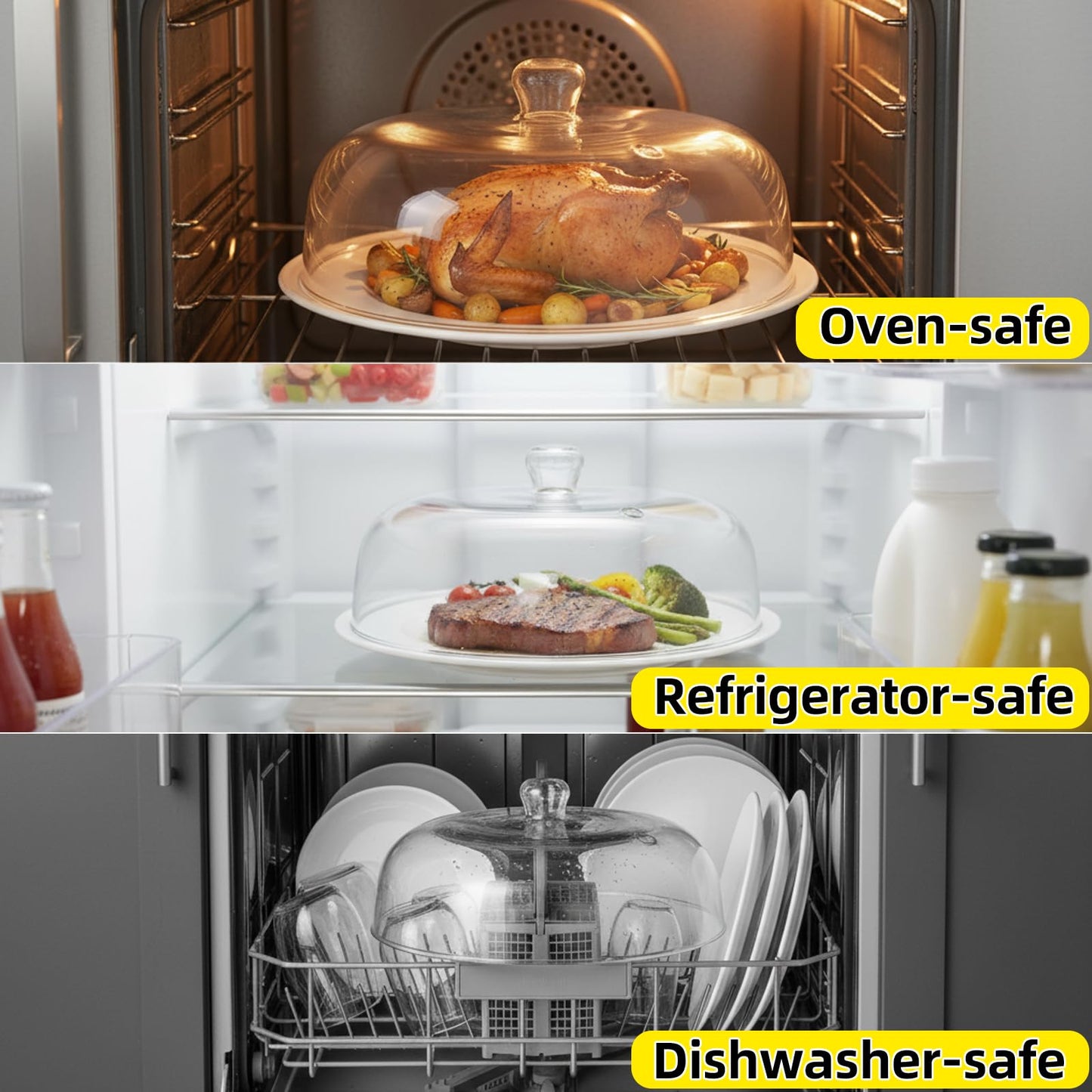 12 inch Large Glass Microwave Splatter Cover for Food,5 inch Tall BPA-Free Non Toxic Non Plastic Microwave Lid Guard