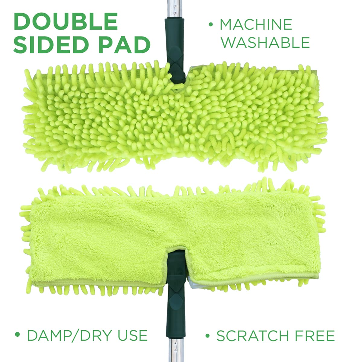 Pine-Sol Telescopic Microfiber Dry/Wet Mop – Dust Mopping for Cleaning Hardwood Floors, Tile, Laminate | Swivel Sweeper with Washable Pad and Extendable Metal Handle