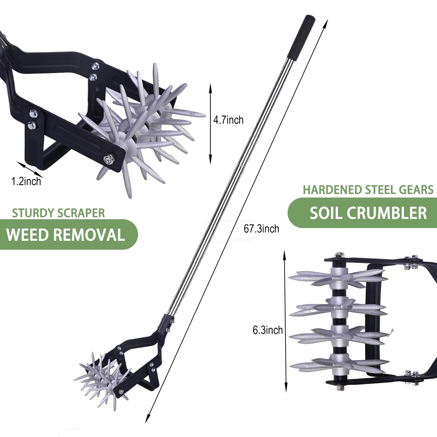 YEELOR Manual Rotary Cultivator, 2-in-1 Weeding & Soil Loosening Tool for Tilling, Weeding & Aeration in Flower Beds, Planter Boxes, Vegetable Plots & Yards