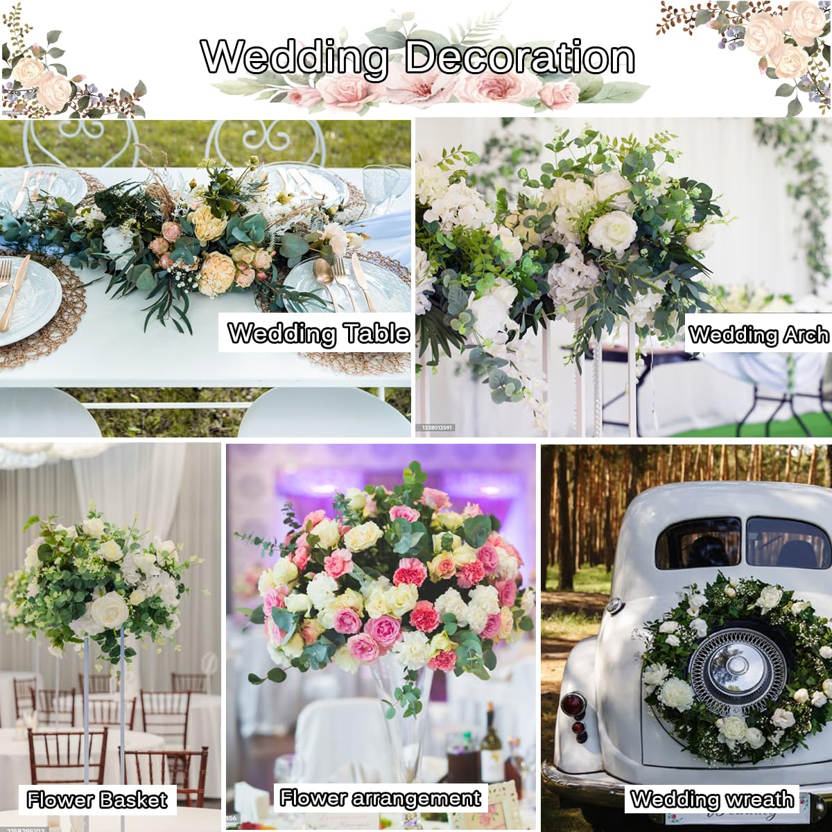 WONICE Mixed Eucalyptus Leaves Stems Bulk Artificial Silver Dollar Leaves Picks Dried Eucalyptus Bundle Faux Spray for Wedding Vase Bouquet Decor (120, Green)
