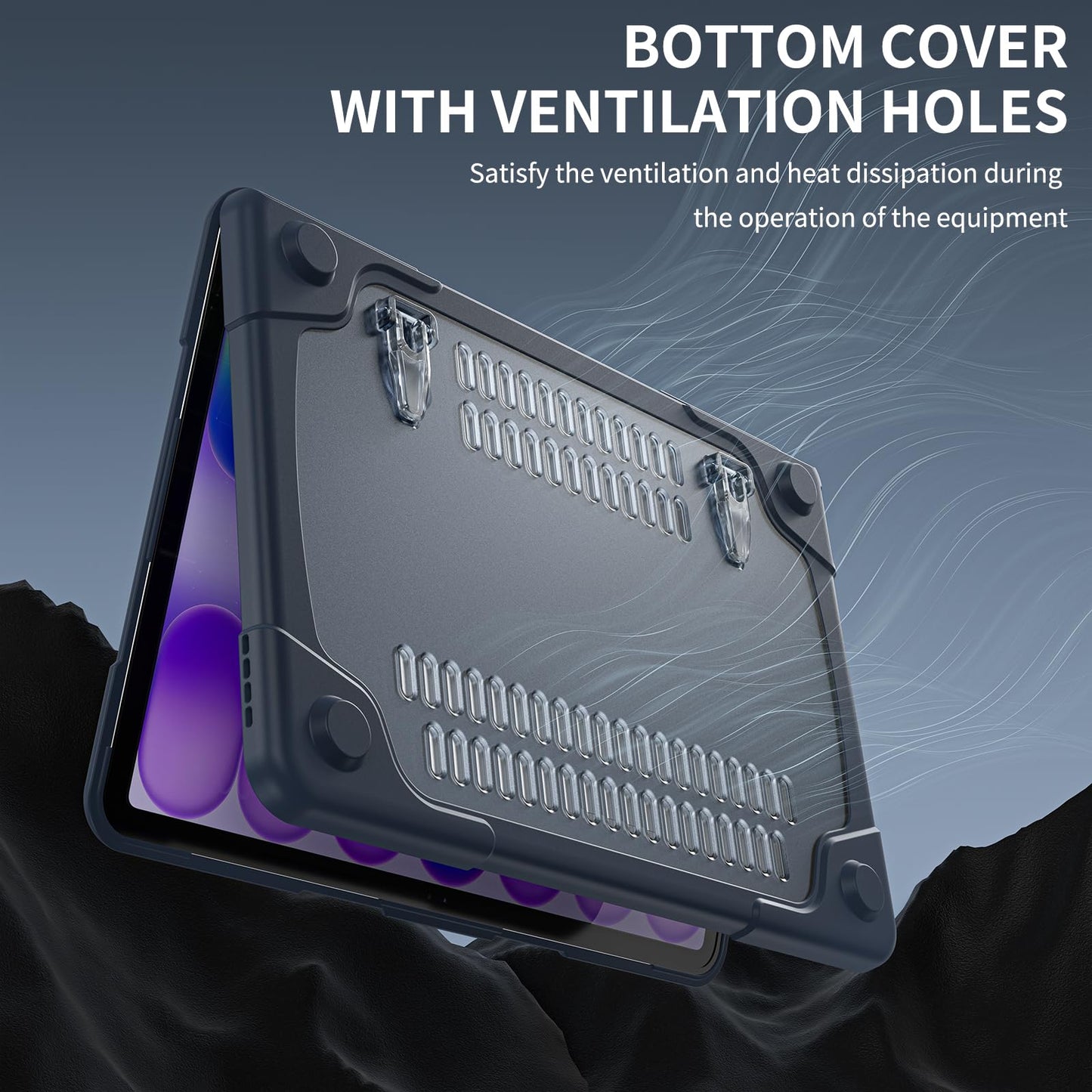 Batianda Heavy Duty Case for MacBook Neo 13 inch 2026 Release Model A3404 A18 Pro Chip, Ergonomic Foldable Kickstand (Holds 22lbs) Matte Translucent Shockproof Cover, Indigo