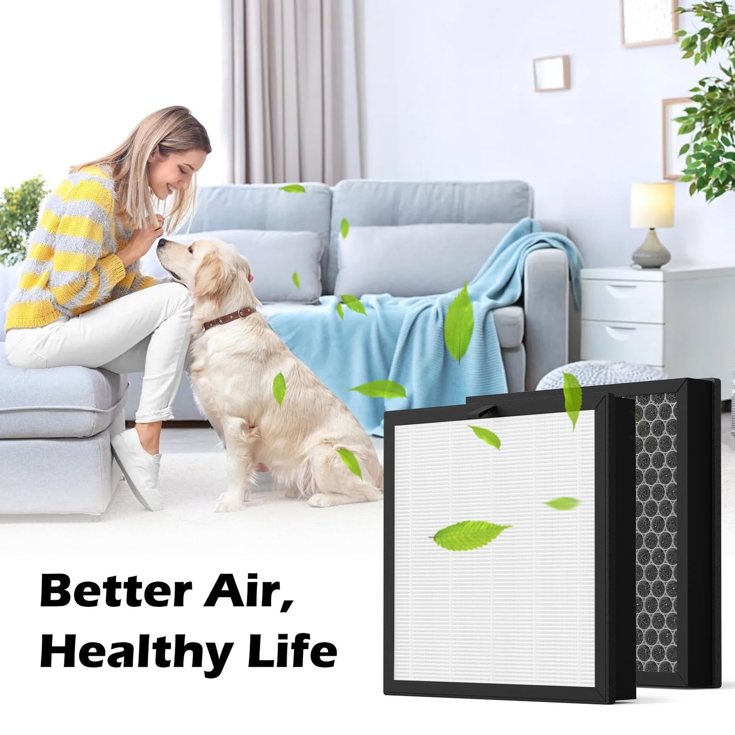 SAKEGDY 4-Pack A3 Air Purifier Replacement Filter for VEWIOR A3 Air Purifier, AMEIFU G3 Air Purifier (Sferf-30) and Tailulu HQZZ-260, 3-in-1 H13 True HEPA Filter Activated Carbon