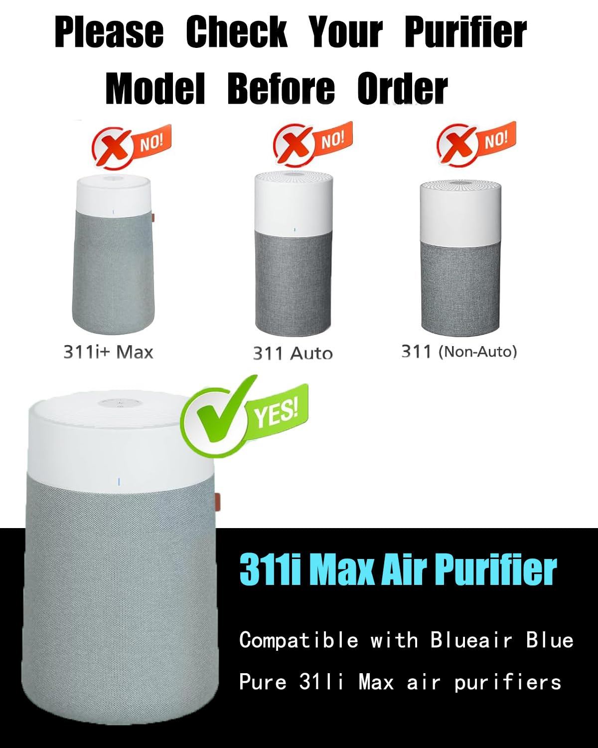 Selfgurher 2 Pack 311i Max Replacement Filter, Compatible with Blue Pure 311i Max Air Purifier,True HEPA H13 Filter, Blue Pure F3MAX