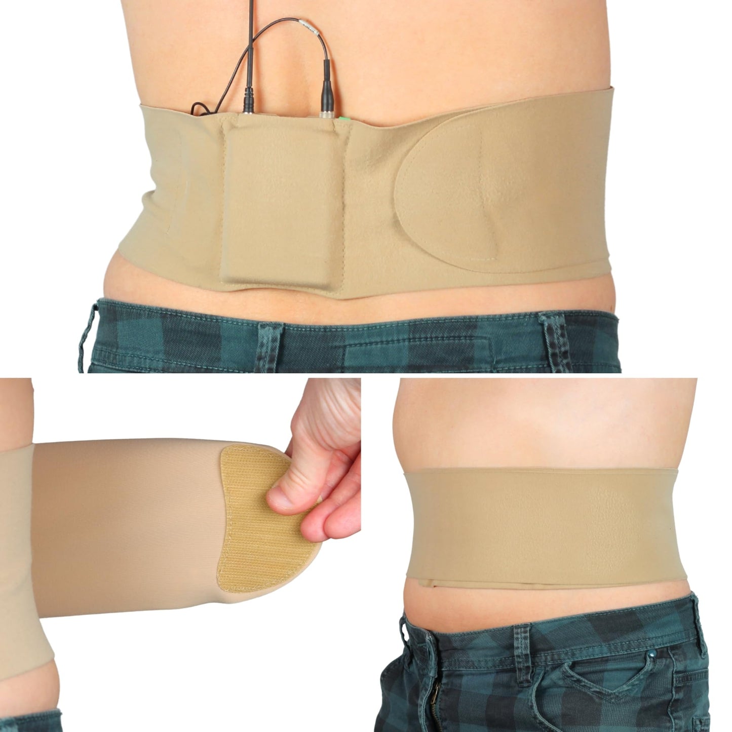 URSA Waist Strap - Ultra Slim, Breathable & Stretchy Microphone Transmitter Straps. Compatible with Most Transmitter/Receivers (Beige, Medium Waist - Big Pouch)