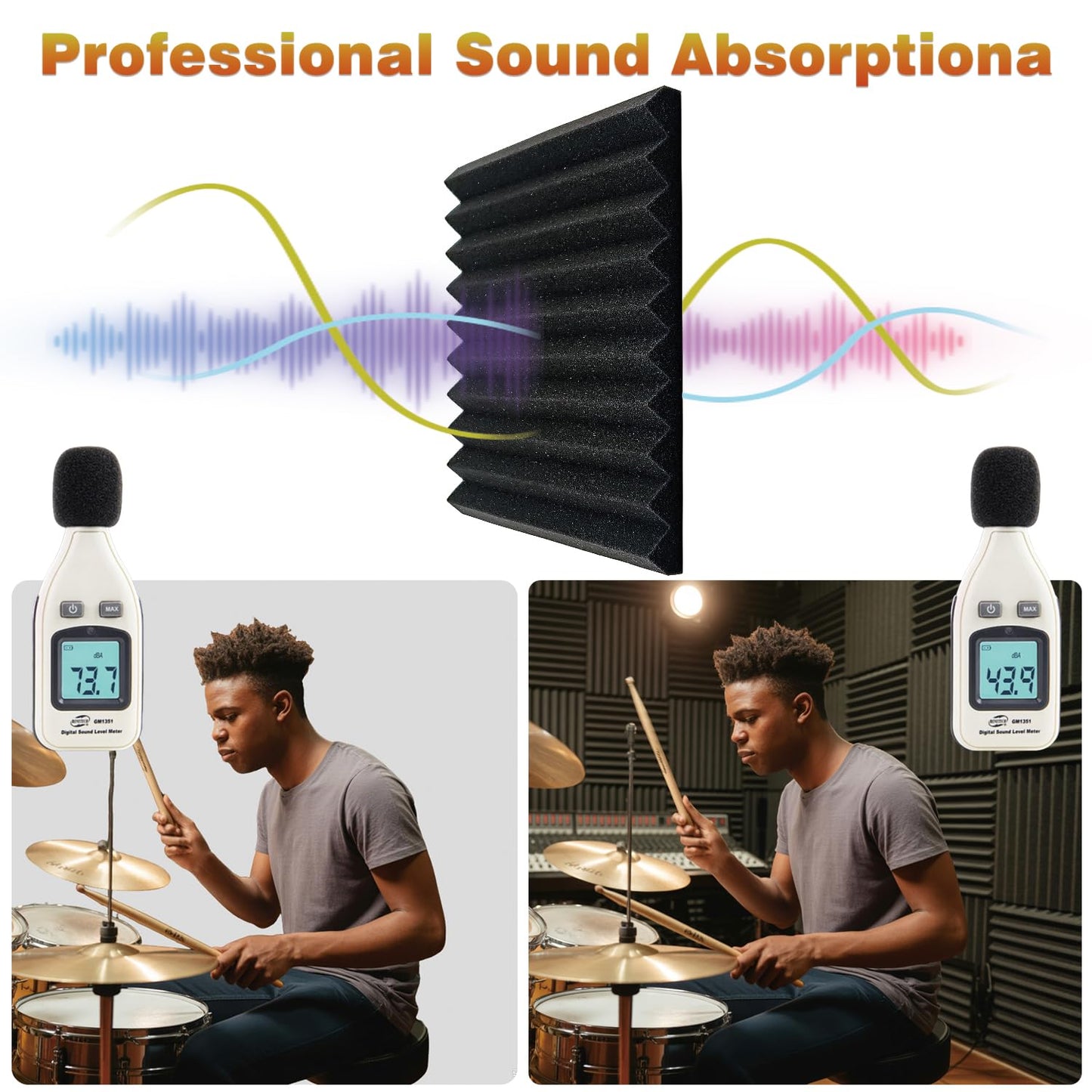 56 Pack Acoustic Foam Panels, 12 x 12 x 1 Inches Mirovant Sound Proof Foam Panels for WallsTriangle-groove soundproofing foam Soundproofing Studio Foam Noise Absorbing Black