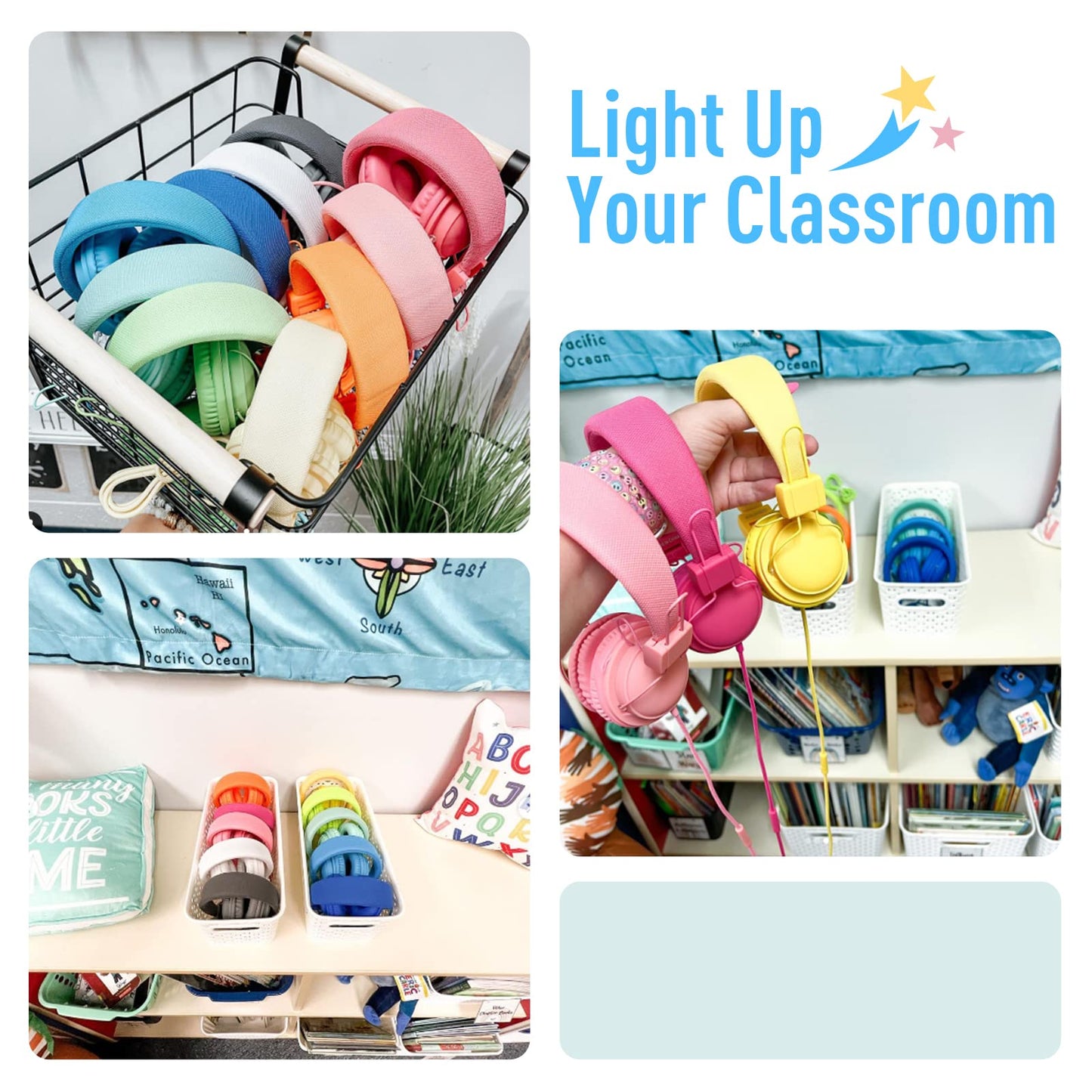 AILIHEN HD850 Classroom Headphones Bulk 10 Pack for Kids K-12 Students, School Wired Headphones with Microphone & 85dB Volume Limited & Sharing Function & Reward Stickers for Chromebook (Multicolors)