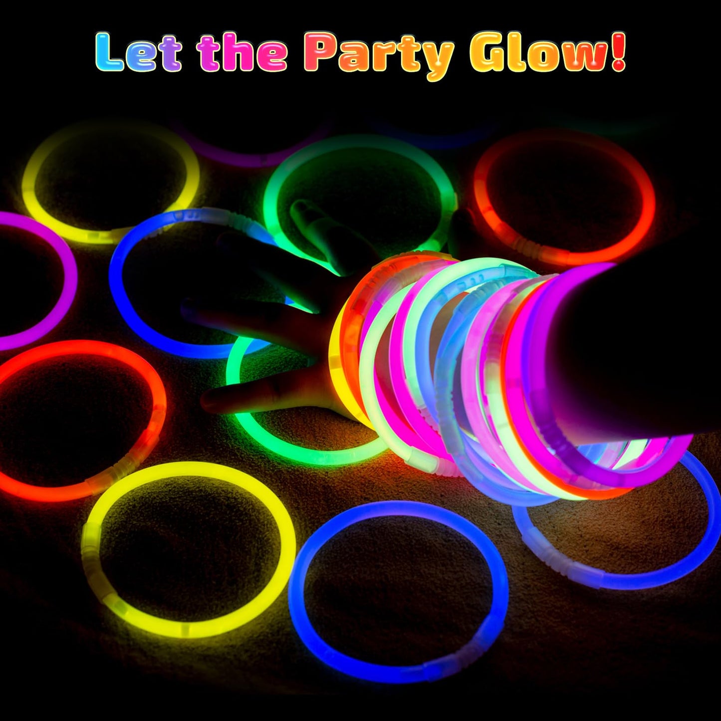 400 PCS Glow Sticks Bulk, Light Up Party Favors Neon Glow Bracelets and Glow Necklaces with Connectors, Glow in The Dark Sticks, Easter, Christmas, Halloween Party Supplies Pack, Party Favors for Kids