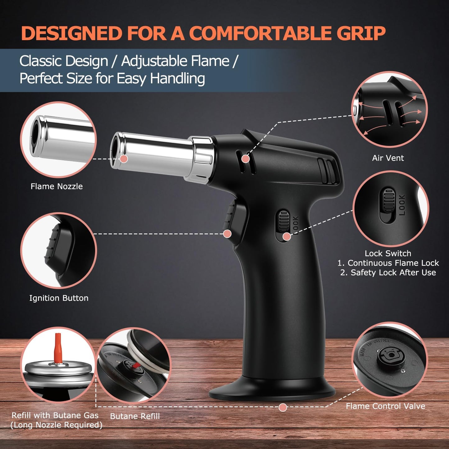 HMYBAR®26pcs Whiskey Smoker Kit with Torch | Cocktail Smoker Infuser Kit | Old Fashioned Drink Smoker Kit | Bourbon Whiskey Gift. Great Gift for Dad, Husband. Bamb Stand Black Color. (No Butane)
