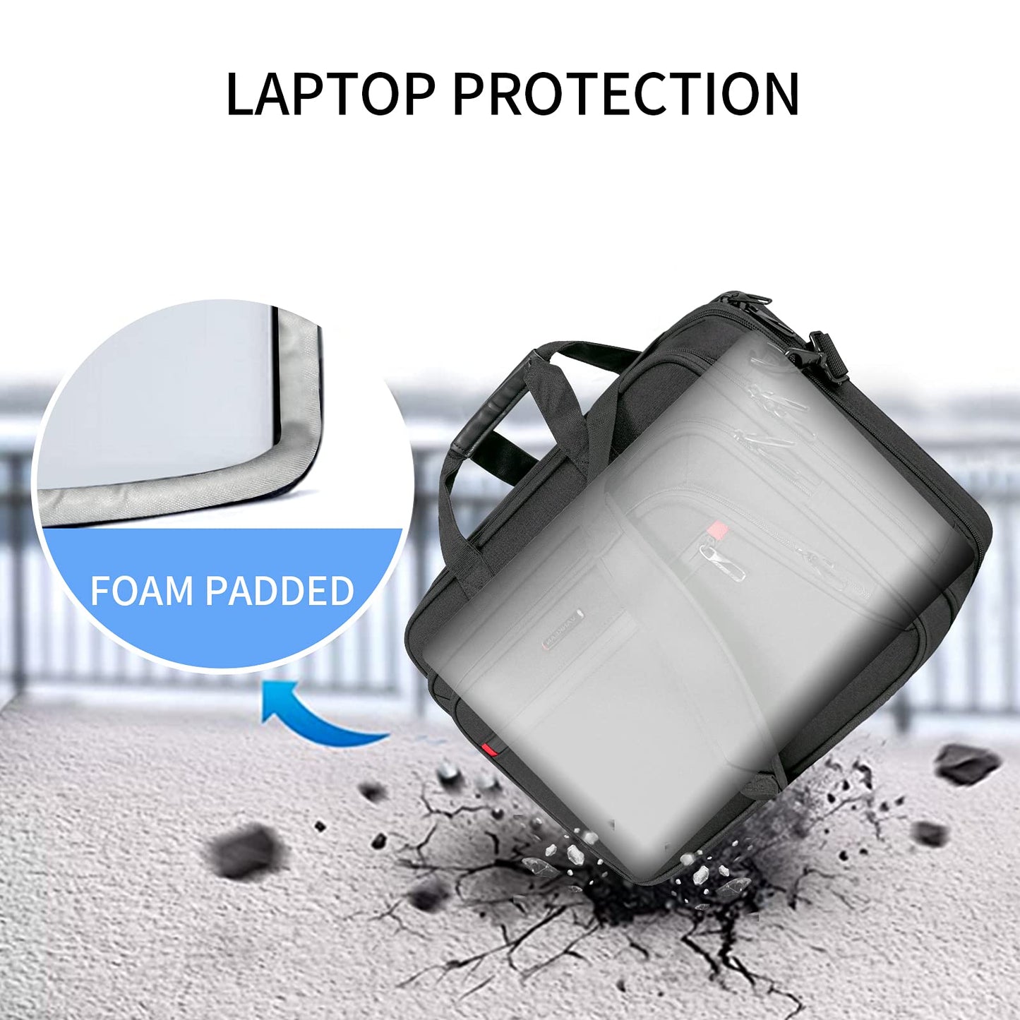 VANKEAN Laptop Bag Premium Laptop Briefcase Fits Up to 17.3 Inch Laptop Expandable Water-Repellent Shoulder Messenger Bag for School/Travel/Business/Men/Women-Black
