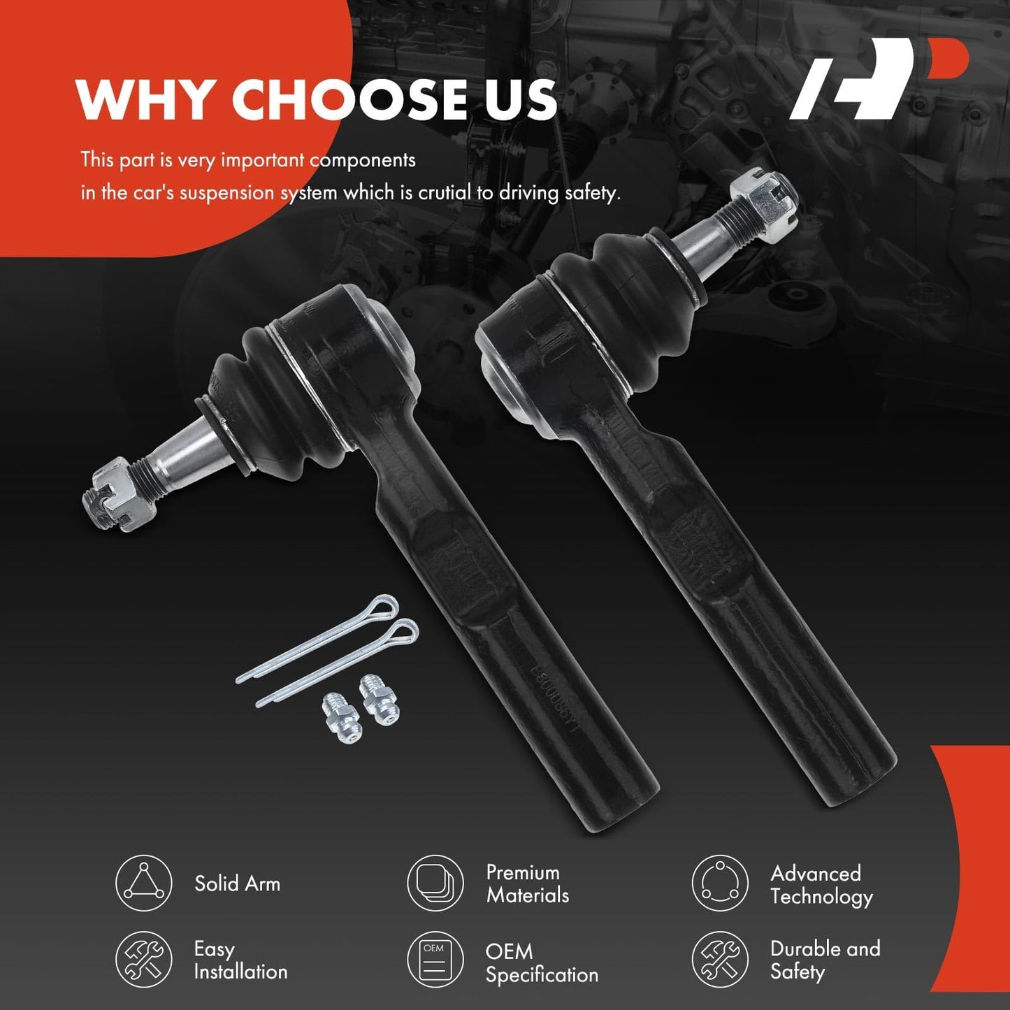A-Premium 2 x Front Outer Tie Rod Ends, Compatible with Chevrolet Malibu 2004-2012, Saturn Aura 2007-2009, Pontiac G6 2005-2010