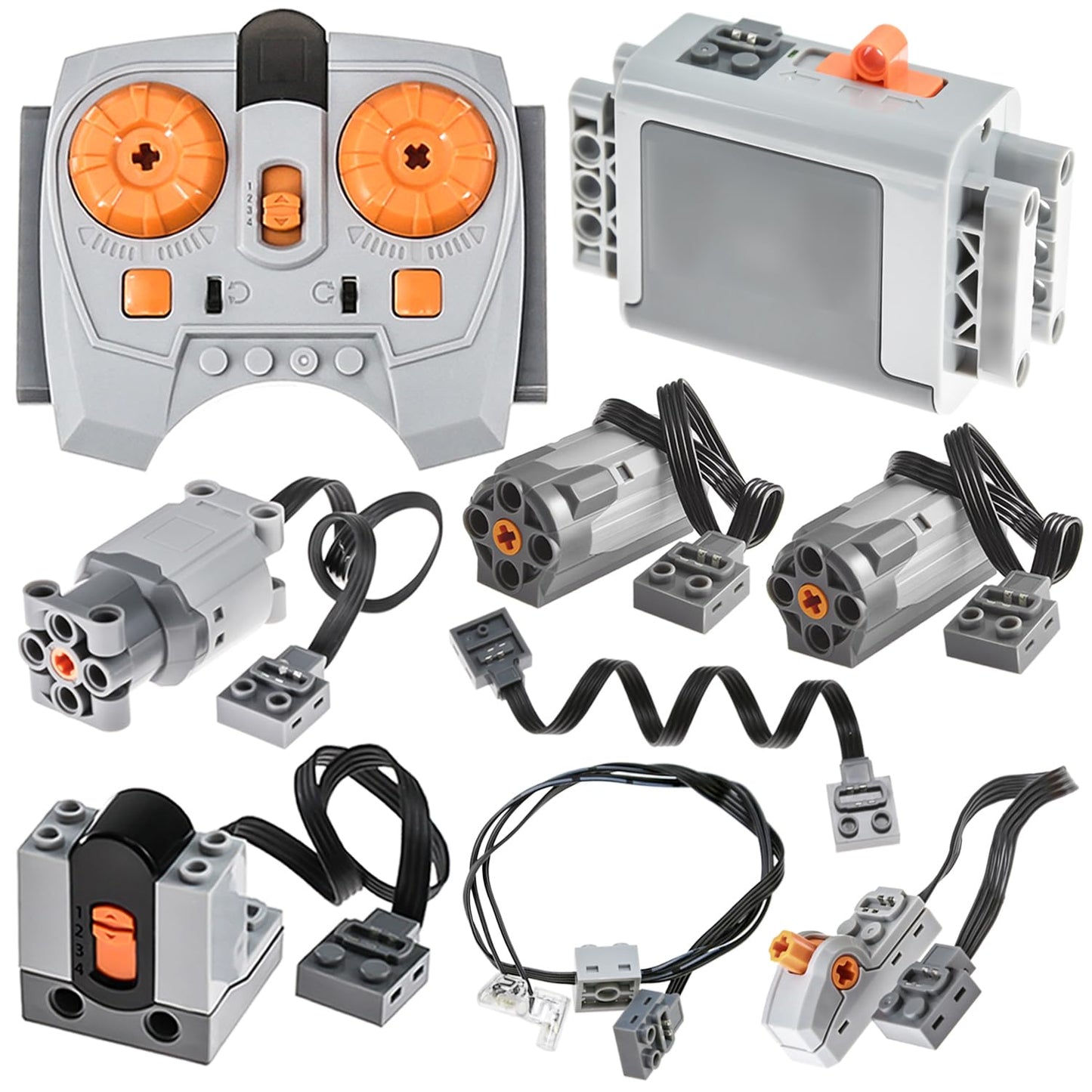 Cobers 9Pcs Power-Function Kits Set Compatible with Major Brand Technic-Parts Motor-Set IR Receiver Adjustable Speed Remote-Control AA Battery Box Switch Light Extension Wire