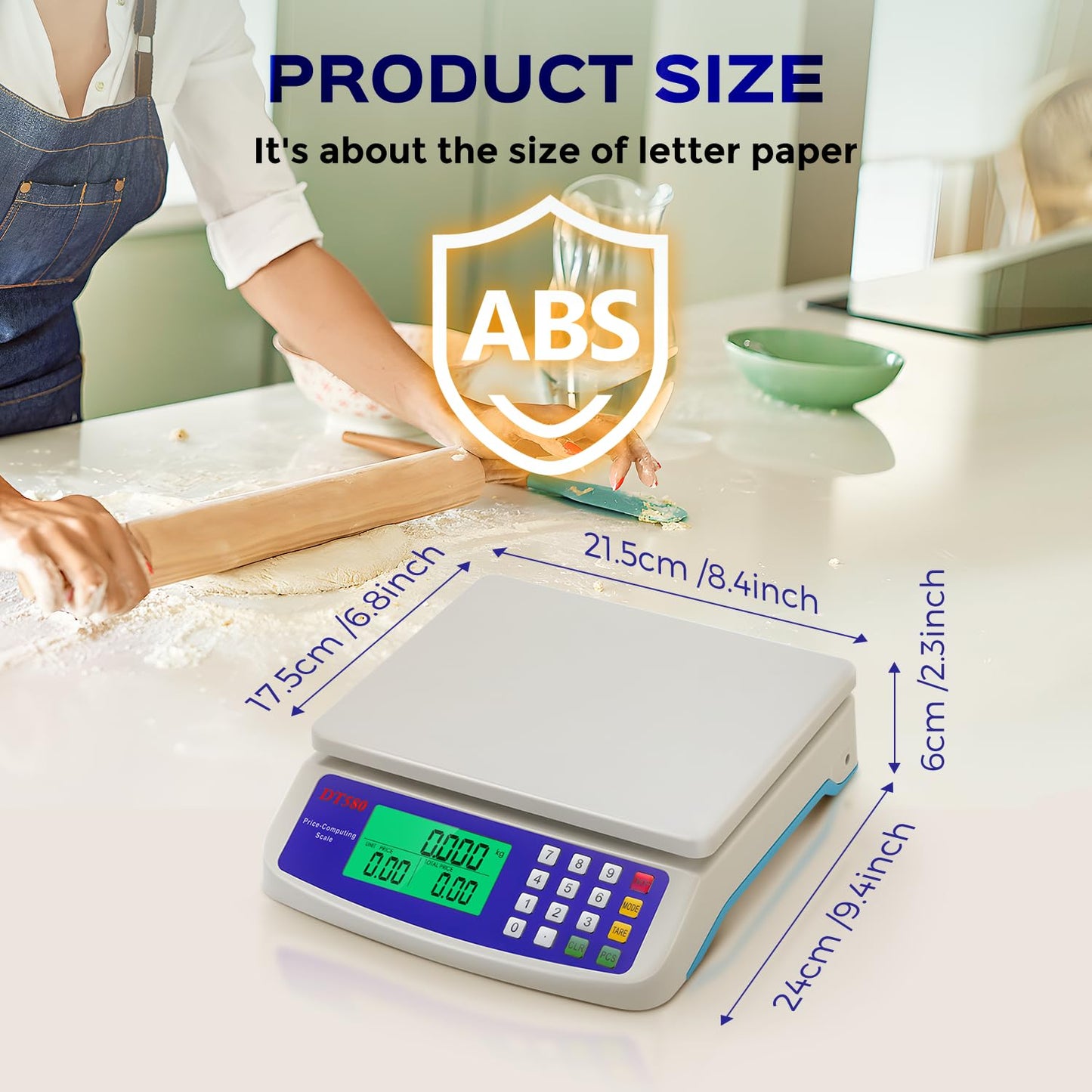 Bonvoisin Commercial Food Scale 66lb/ 30kg Price Computing Scale with kg/lb/oz Conversion, Deli Produce Scale for Kitchen, Market with 1g Division