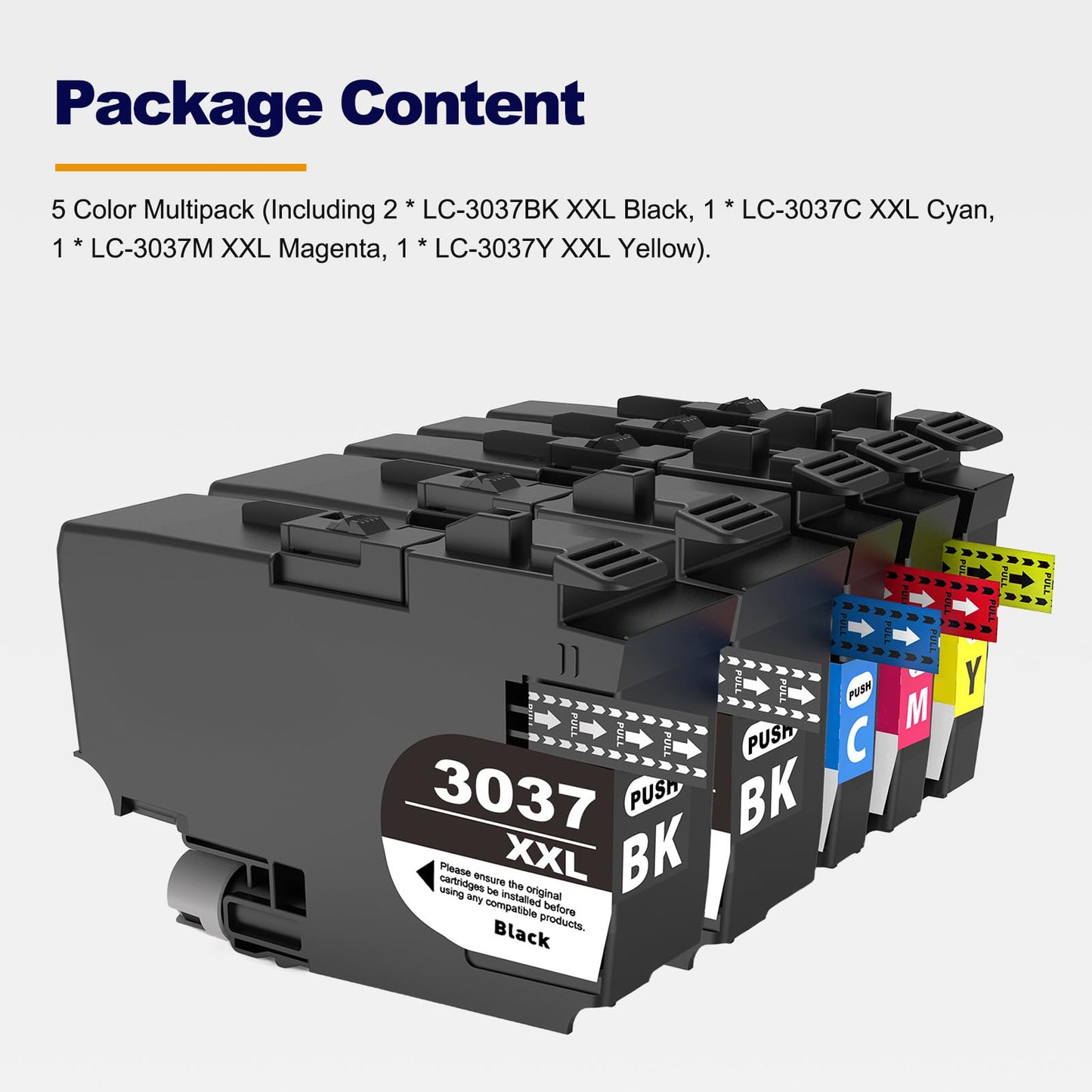 LC3037XXL Ink Cartridges 5-Pack Super High-Yield Compatible for Brother LC3037 LC3039 XXL for MFC-J5845DW MFC-J5845DWXL MFC-J5945DW MFC-J6545DW MFC-J6545DWXL MFC-J6945DW Printer (5-Pack, BK*2/C/M/Y)