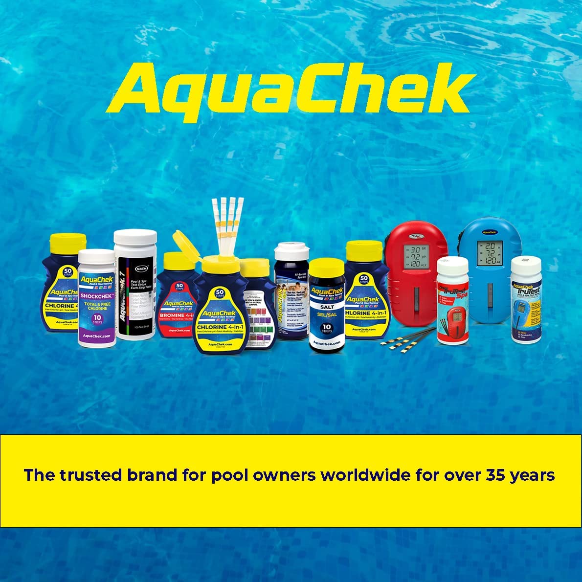 AquaChek 511244-02 Yellow 4-in-1 Free Chlorine Test Strips (2 Pack)