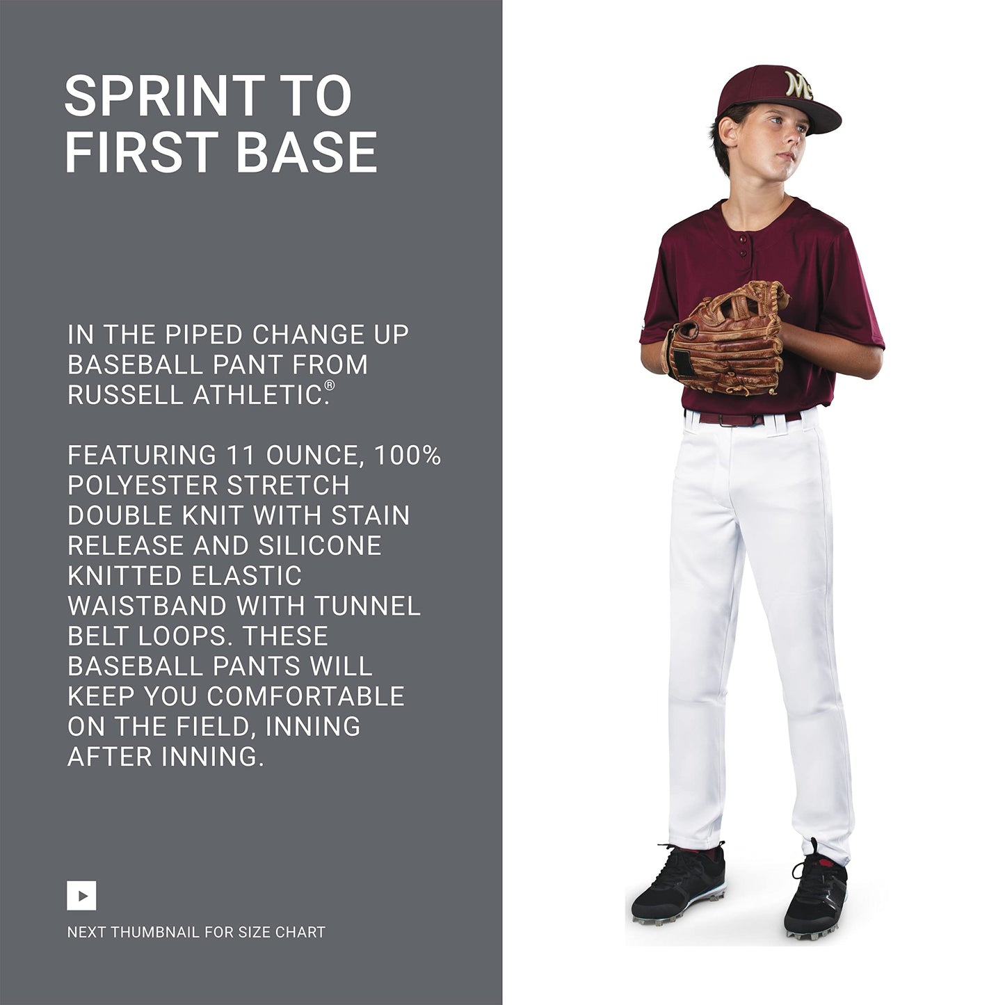 Russell Athletic Piped Change Pant-Comfort and Performance: Ideal for Baseball, Softball, and Fastpitch, White/Royal, Medium