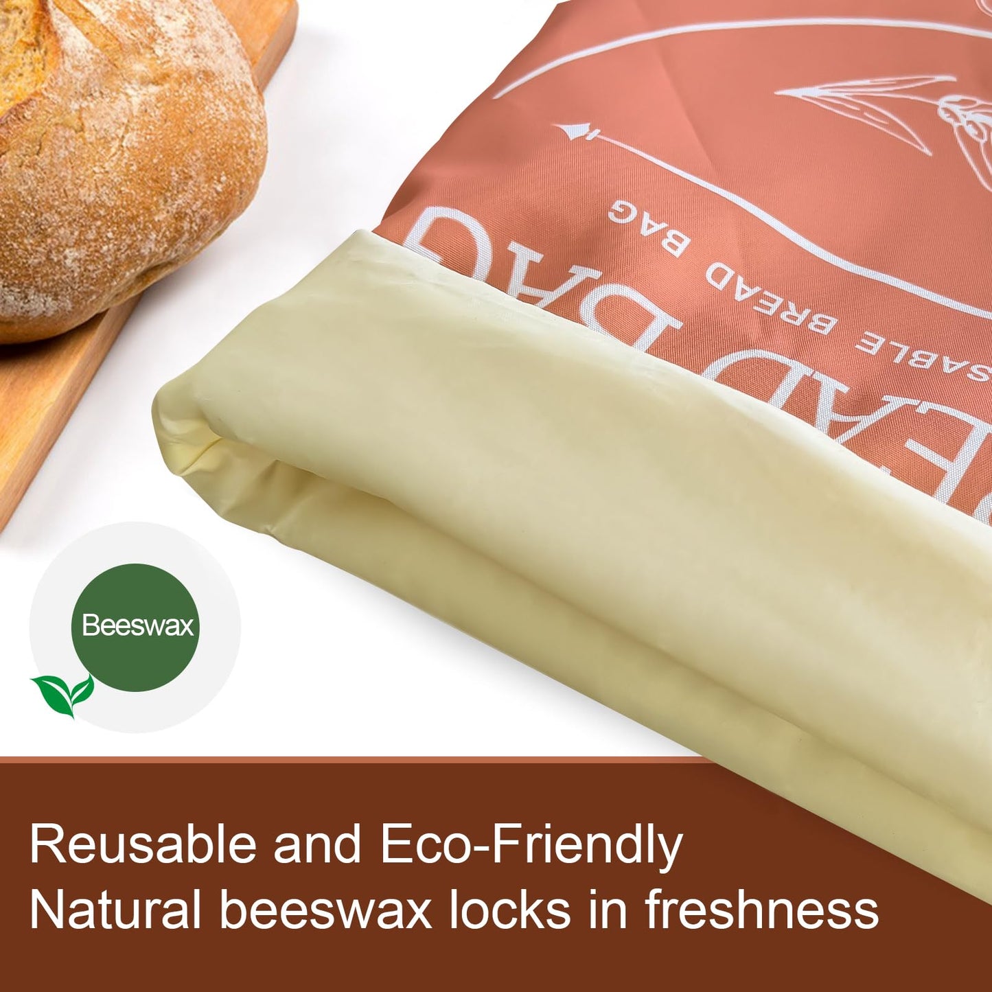 2 Pack XL Reusable Beeswax Bread Bags for Homemade Bread, Sourdough Bread Baking Supplies, Sourdough Bread Bags for Bread Storage Keep Sourdough Fresh, Freezer-Safe, Eco-Friendly (Orange&Grey)