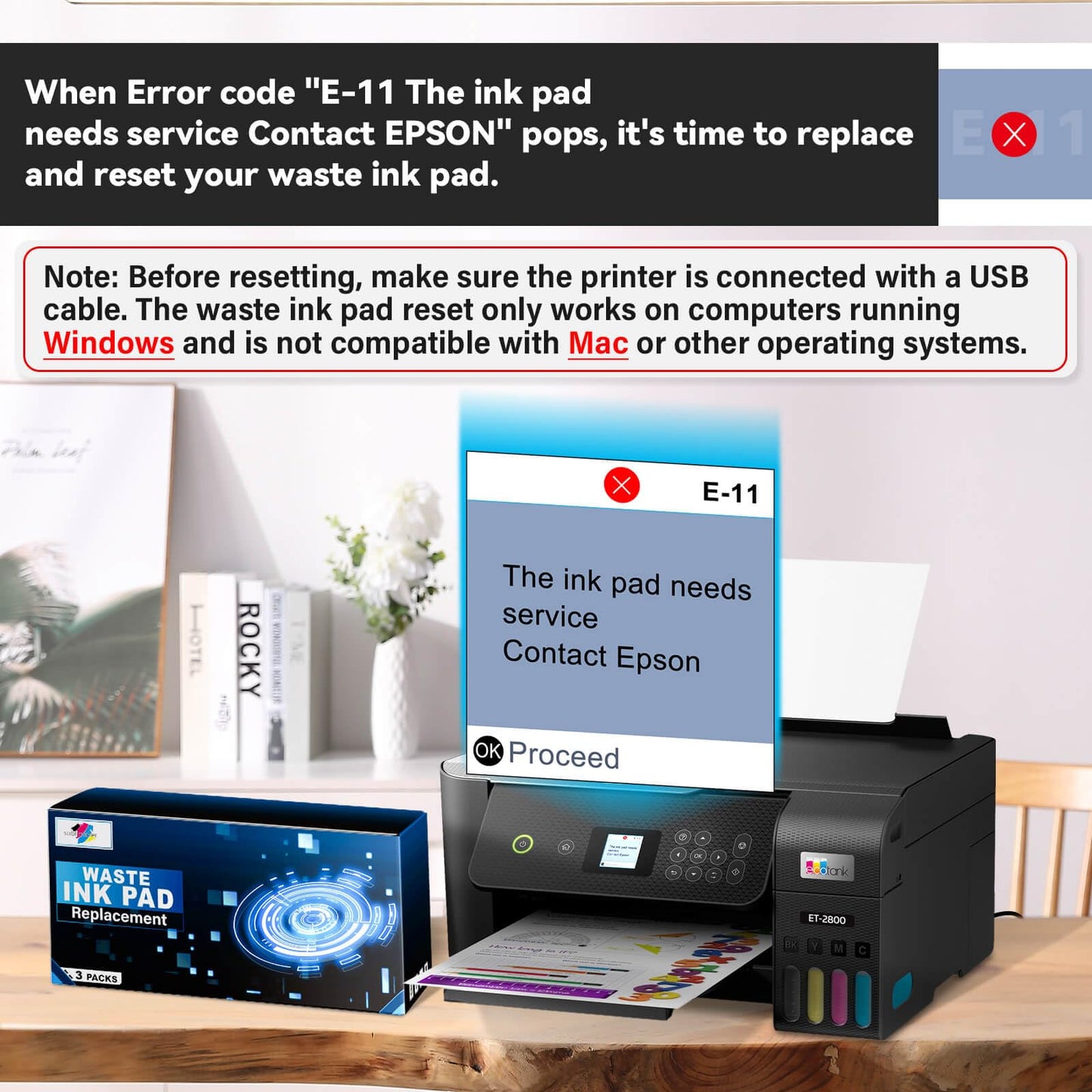 SUBLIMAKER Waste Ink Pad Replacement with Reset Software for Ecotank ET-2850 ET-2760 ET-2750 ET-2700 ET2850 ET2760 ET2750 ET2700 2850 2760 2750 Printer, Maintenance Box with Reset Software (2 Packs)
