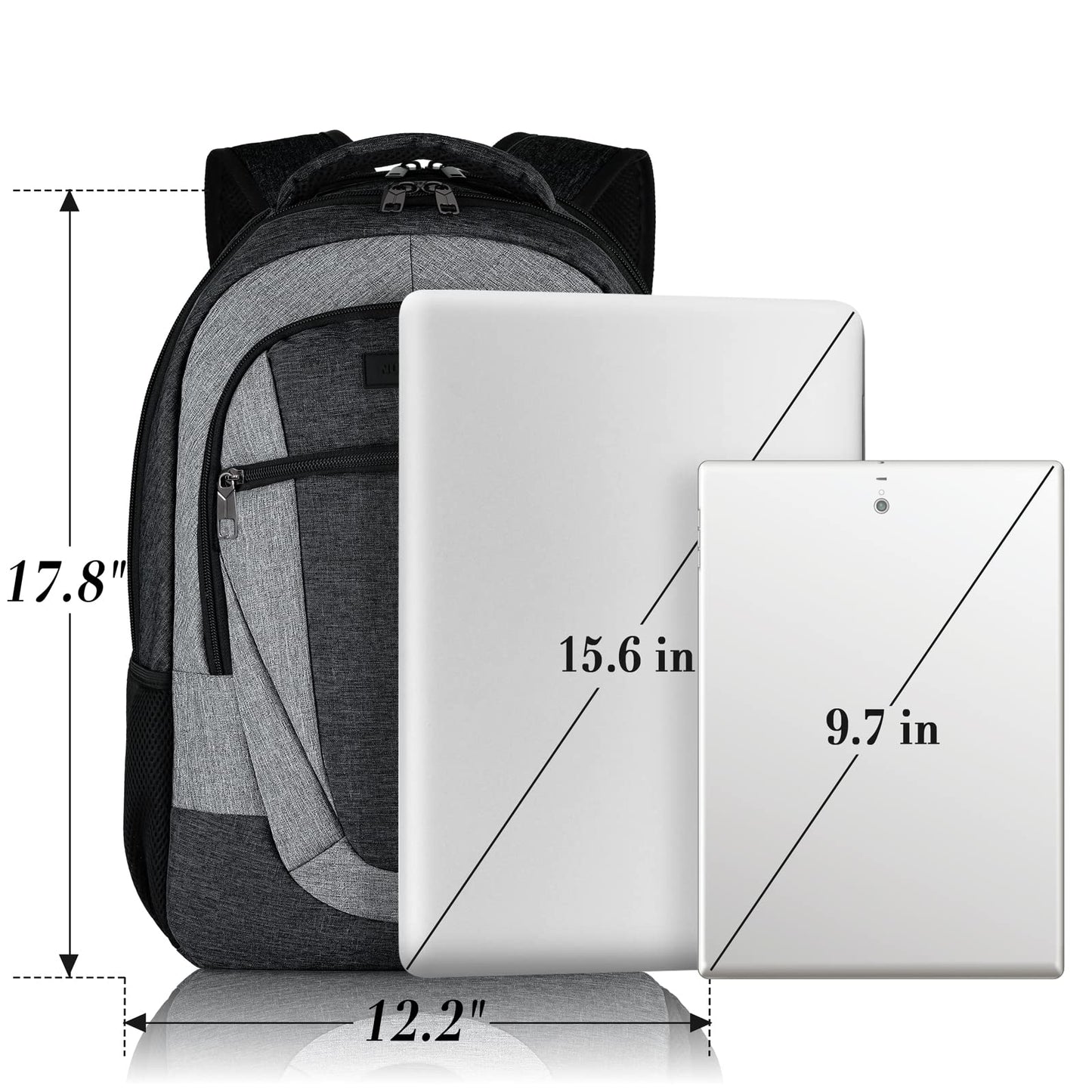 Travel Laptop Backpack Men, School Backpacks for Teen Girls Water Resistant Back Pack, Business Anti Theft Slim Sturdy Computer Bag Gifts Fits 15.6 Inch Laptop with USB Charging Port, Blackgrey