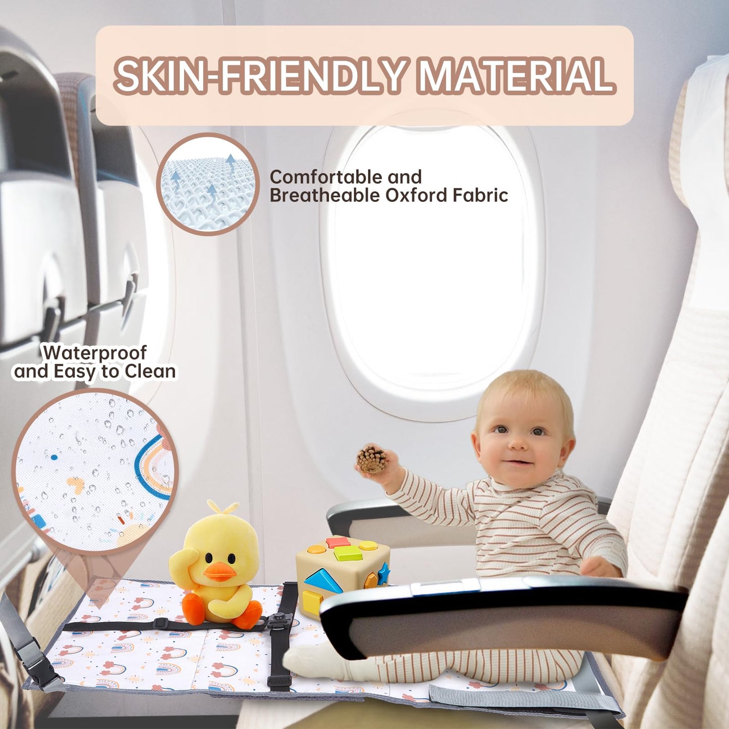 Newly Upgraded Seat Extender for Kids, Portable Airplane Bed for Toddler, Baby Hammock Travel Essentials, 79x44CM Foldable, Comfortable, Waterproof, Durable and Safe