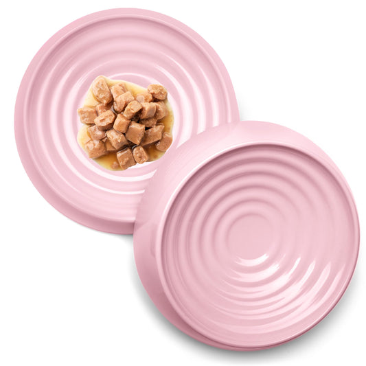 CatGuru Cat Bowls, Whisker Stress Free Cat Food Bowl, Reliefs Whisker Fatigue, Wide Cat Bowl, Non Slip Cat Food Bowls, Shallow Cat Dish, Cat Feeding & Watering Supplies (Set of Two, Pink)