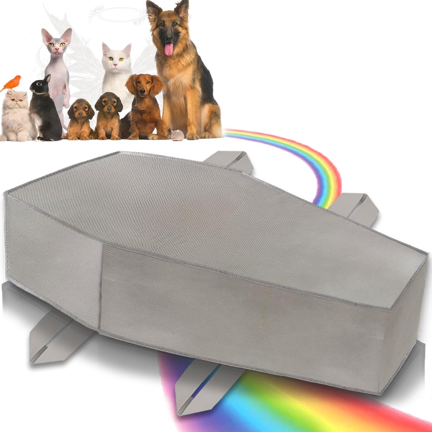 QQW Pet Casket Pet Burial Body Bag,Eco-Friendly Pet Burial and Cremation,Safe and Biodegradable,Burial with Decency and Dignity for Dogs Cats and Animals (Grey, M)