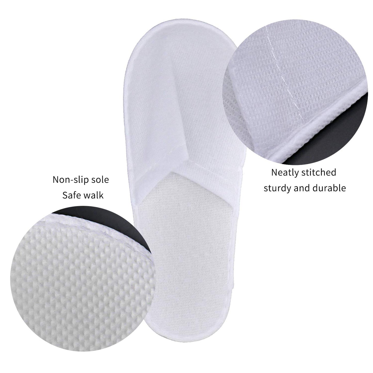 KRISMYA 24 Pairs Spa Slippers,Closed Toe Disposable Slippers,Non-Slip Slippers Fit Size for Men and Women for Hotel Home Guest Used,White, White, Medium and Large