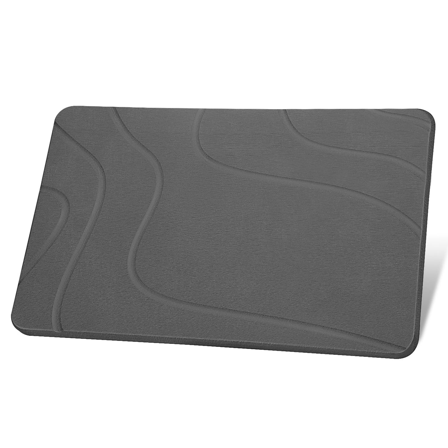 Ceecysaa Stone Bath Mat, Non-Slip Diatomaceous Earth Shower Mat, Quick Drying Bath Mat Stone, Super Absorbent Diatomite Bath Mats for Bathroom Kitchen, Easy to Clean, 60 x 39cm, Dark Gray