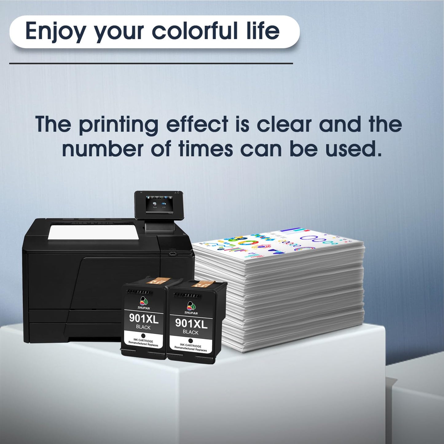 901XL Black Ink Cartridges Replacement for HP 901 901 XL Ink Use with OfficeJet J4680 J4580 J4550 J4524 J4540 J4640 4500 G510n(2 Black)