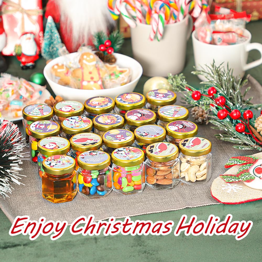 60 Pack Small Glass Jars with Airtight Lids, 1.5 oz Mini Hexagon Honey Jars for Wedding Favors, Baby Shower Favor, Party, Mason Jar for Crafts - Canning Container for Spices, Candles, Jam, Candy