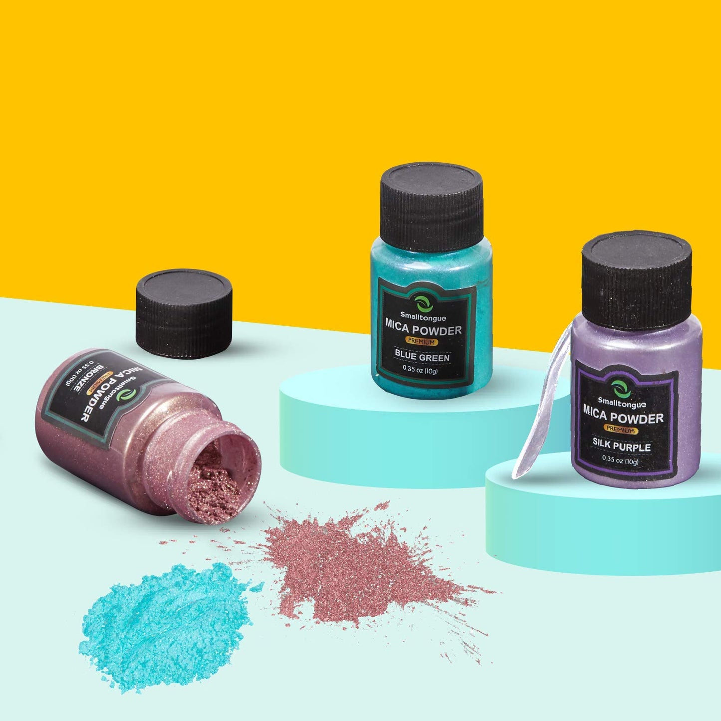 Smalltongue Mica Powder for Epoxy Resin, 36 Colors, 0.35 oz(10g) Bottles Mica Glitter Powder, Mica Pigment Powder for, Soap Making, Bath Bomb, Art Crafts, Resin Dye, Nails