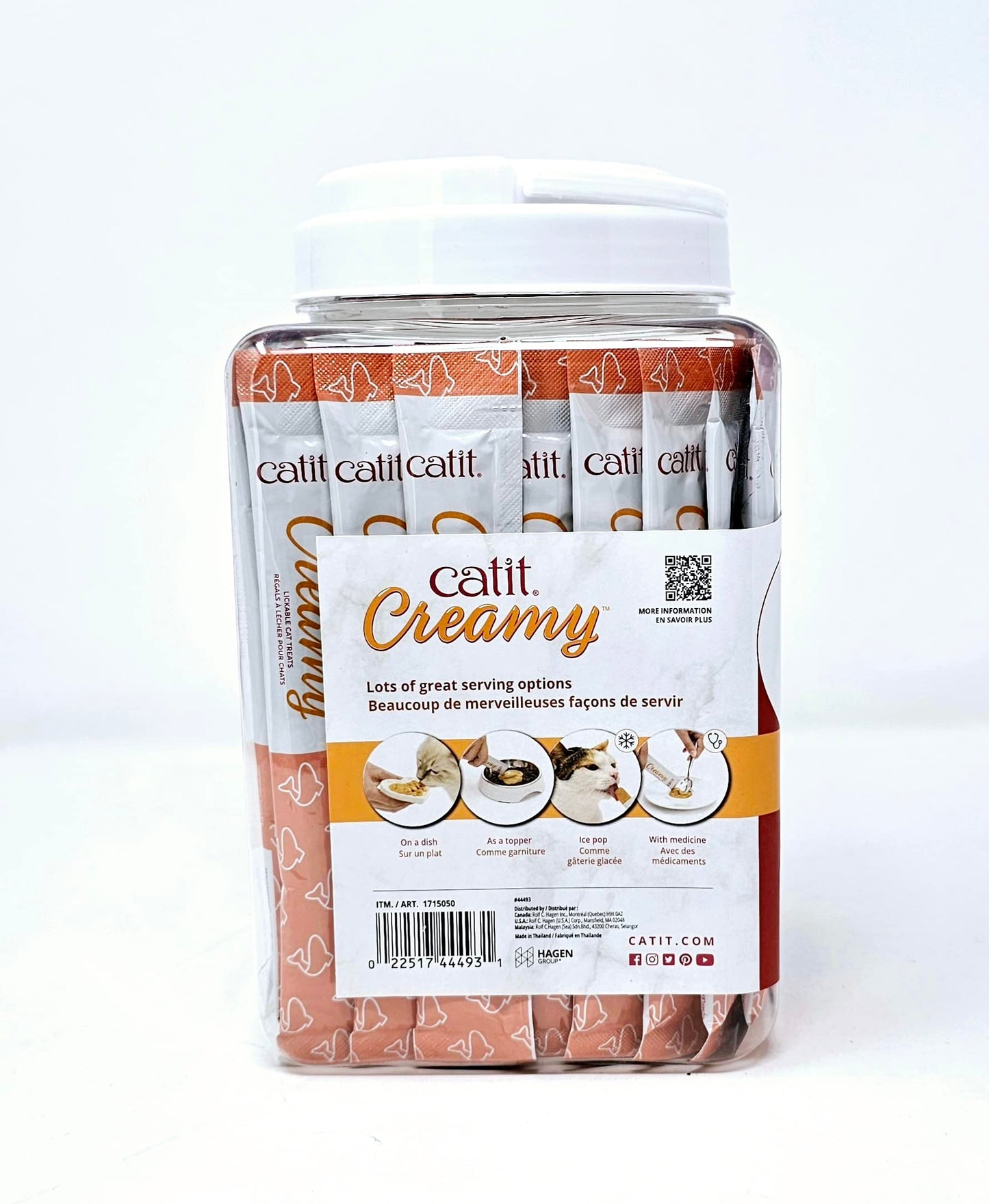 Catit Creamy Lickable Cat Treats with Taurine, Gift Jar Includes 4 Delicious Flavours - 80 x 10 g / 800g