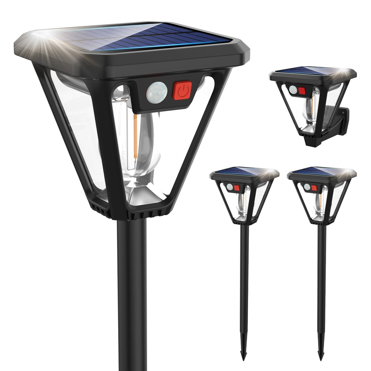 Solar Lights Outdoor Waterproof 4Pack with Motion Sensor，Solar Pathway Lights Decorative Solar Garden Lights Landscape Lighting for Yard, Walkway, Driveway